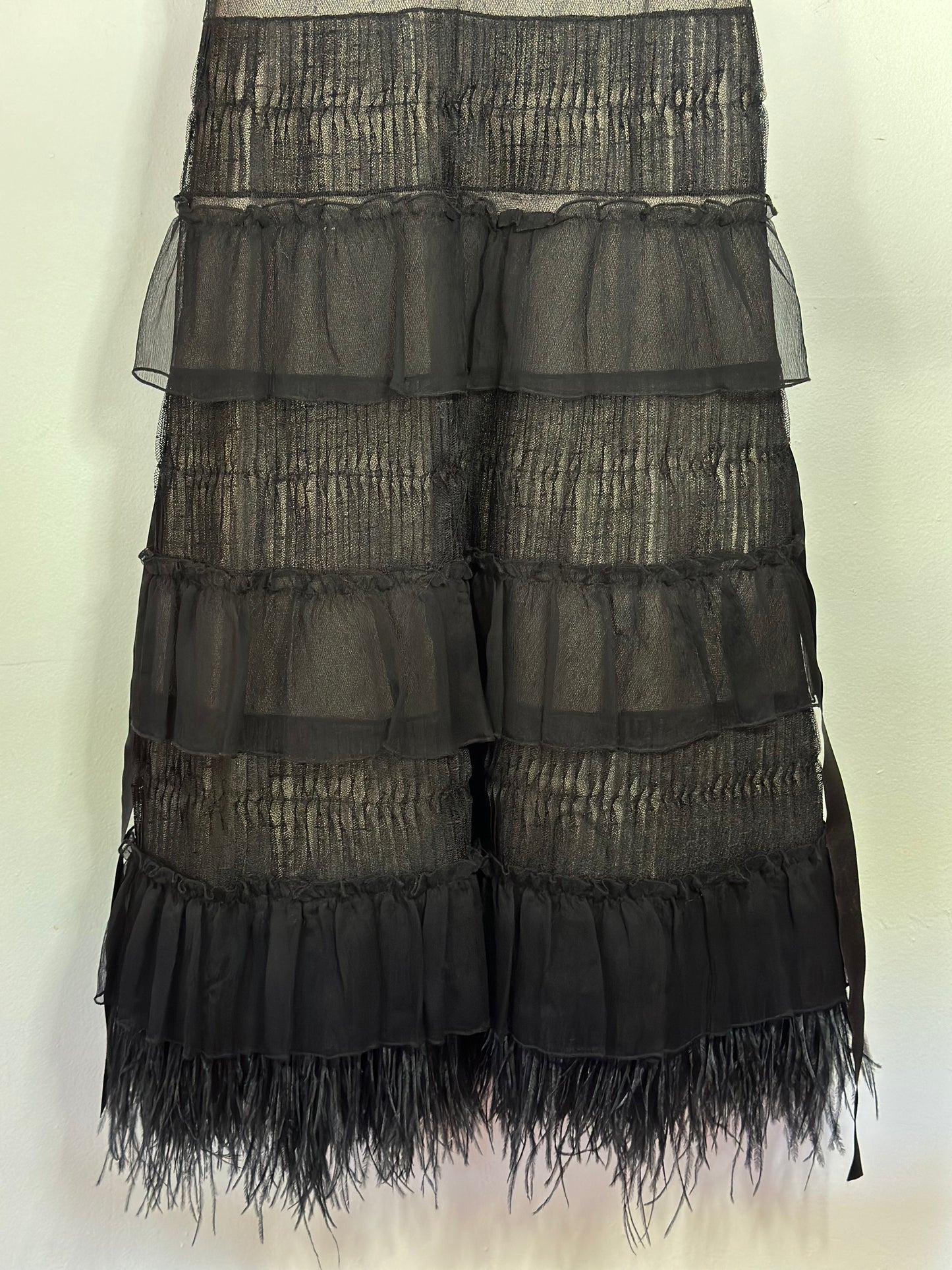 BCBG MaxMara | Strapless Feather Trim Cocktail Dress