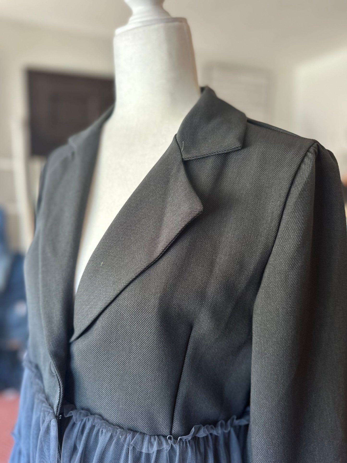 Gray Tulle Blazer, XS/S