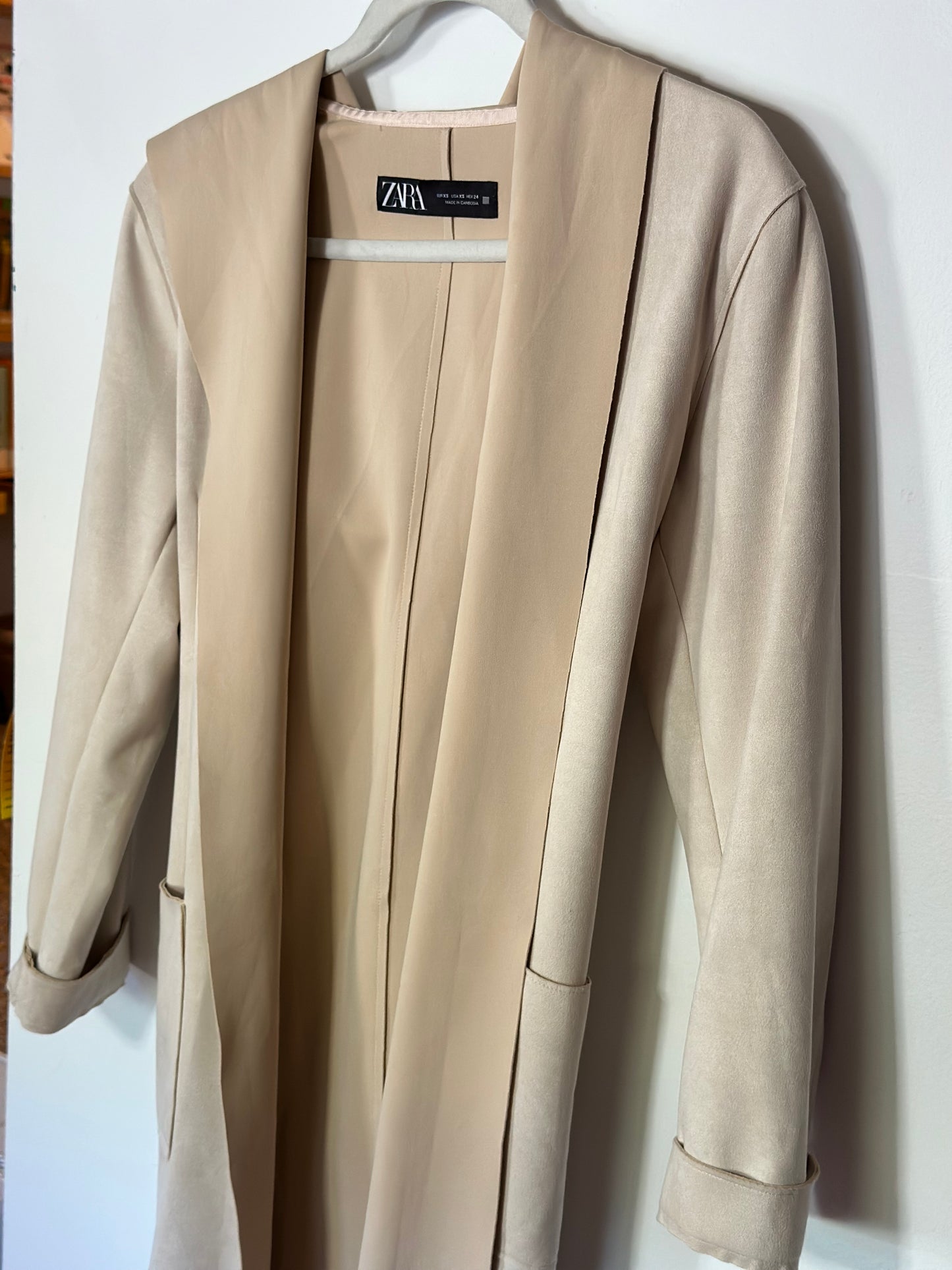 ZARA | Belted Soft Faux Suede Hooded Coat