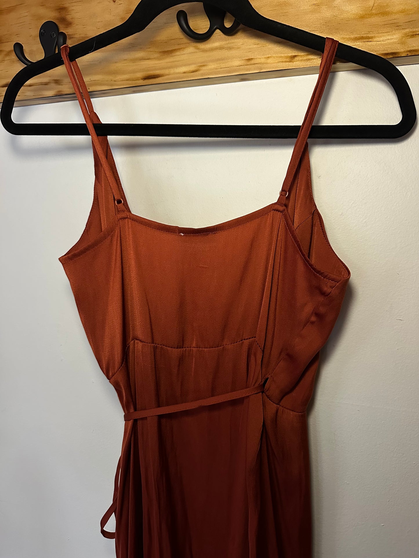 Free People | Dark Orange Silk Wrap Dress