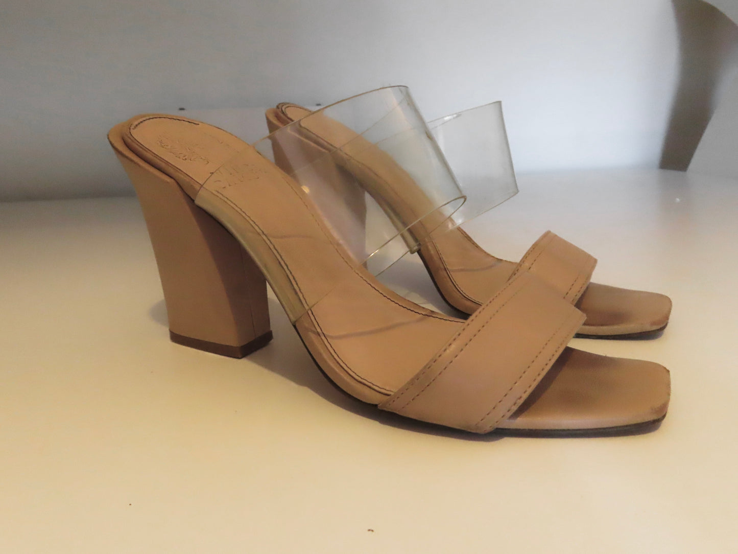 Vince Camuto | Tan & Clear Block Heel
