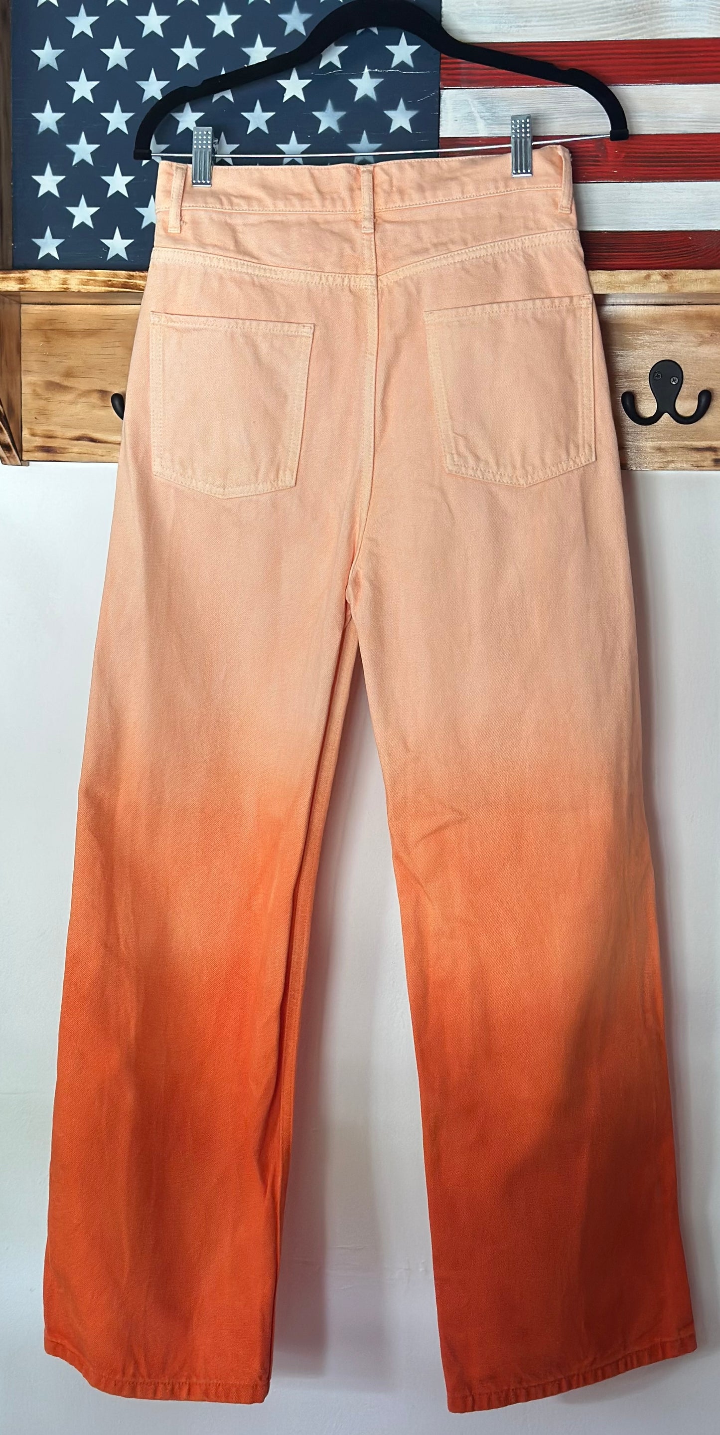 Sandro | Rodrigue Dip Dyed High Rise Straight Leg Jeans In Orange