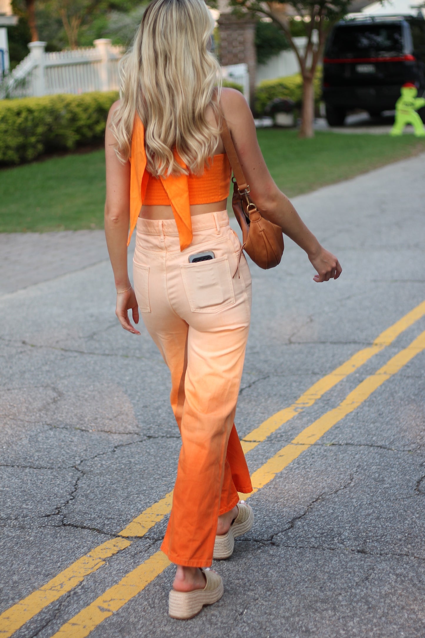Sandro | Rodrigue Dip Dyed High Rise Straight Leg Jeans In Orange