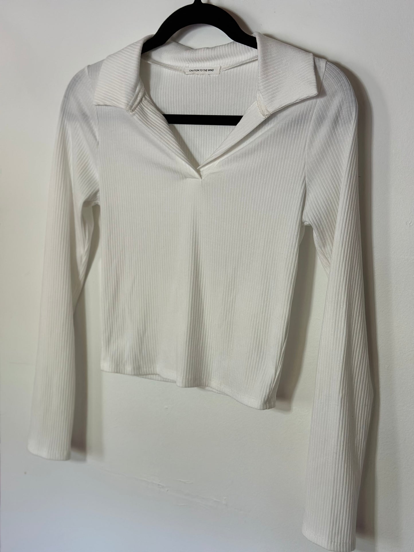 Caution to the Wind | Collared Ribbed Long Sleeve