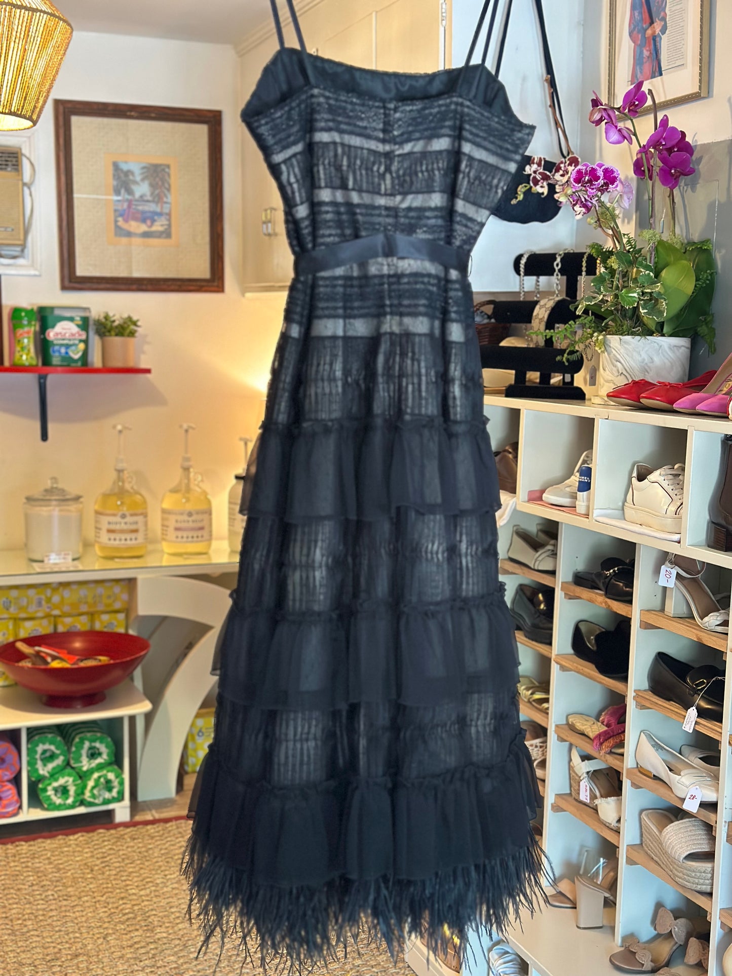 BCBG MaxMara | Strapless Feather Trim Cocktail Dress