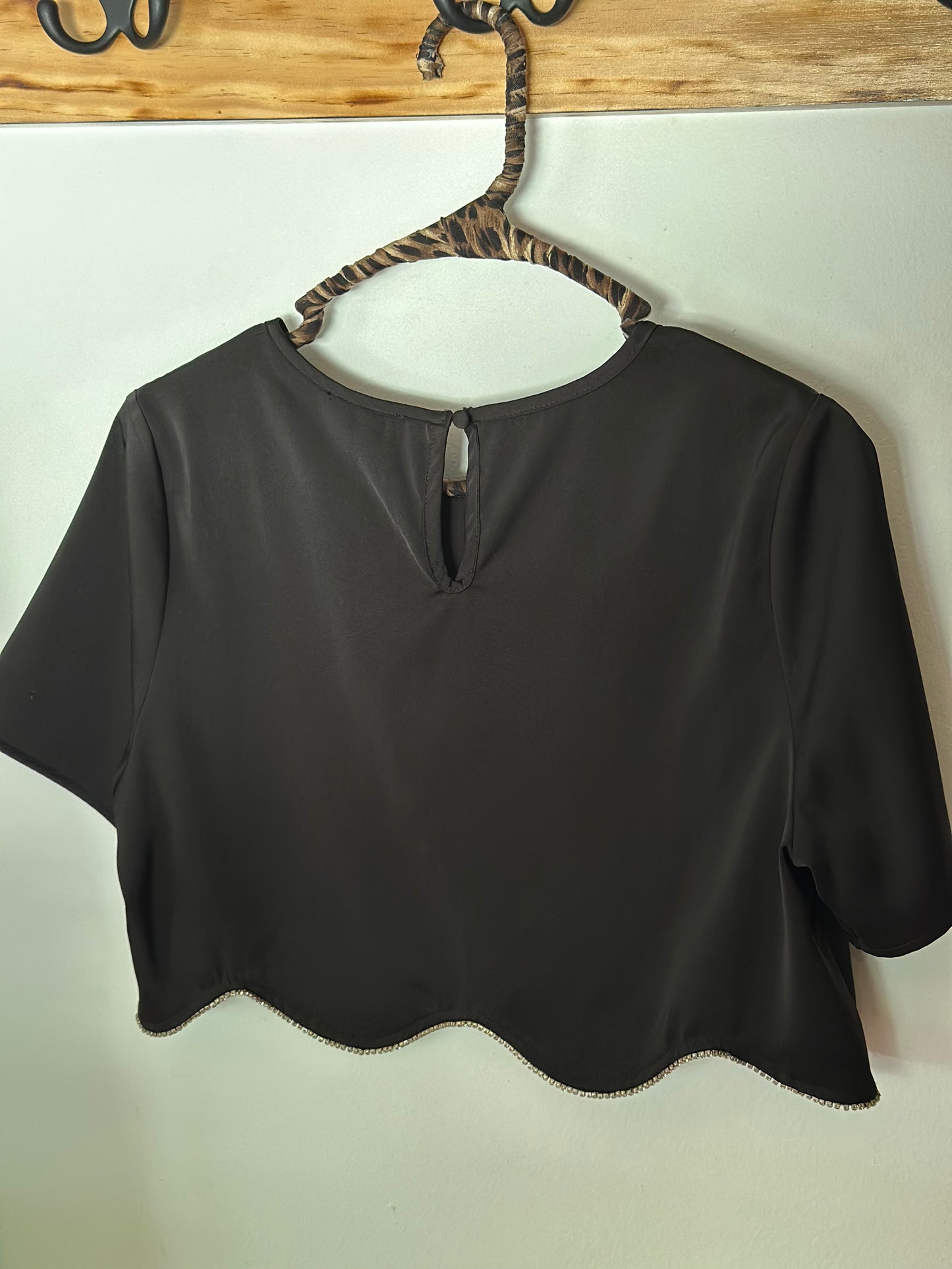 Storia | Black Rhinestone Trim Top