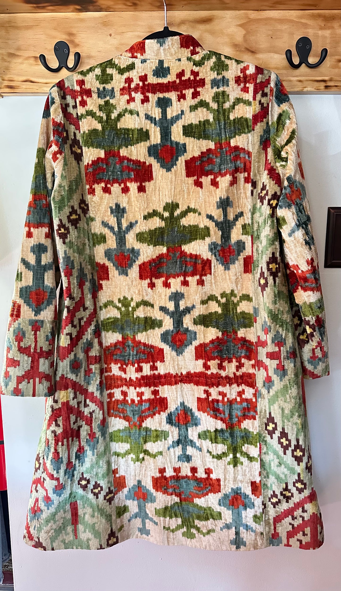 ibu movement | Ikat Velvet Mid-Length Coat, S