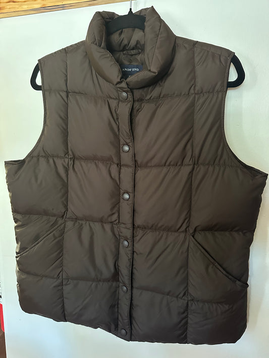 Land's End | Brown Puffer Vest, M