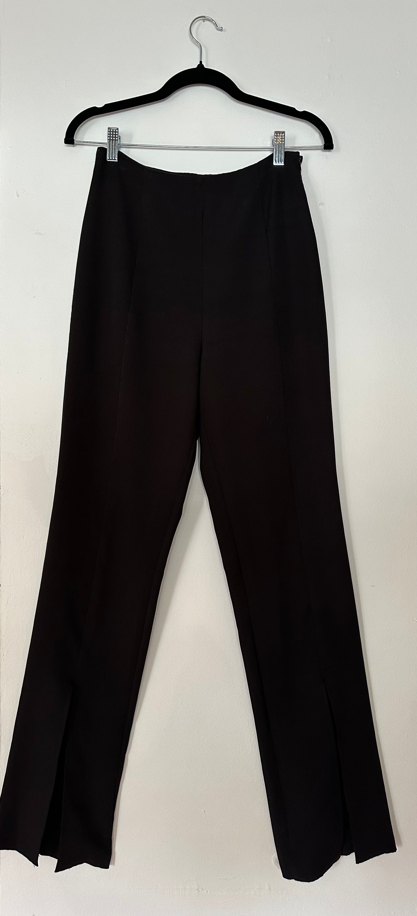LuLus | Minding My Business Black High-Rise Split Hem Trouser Pants