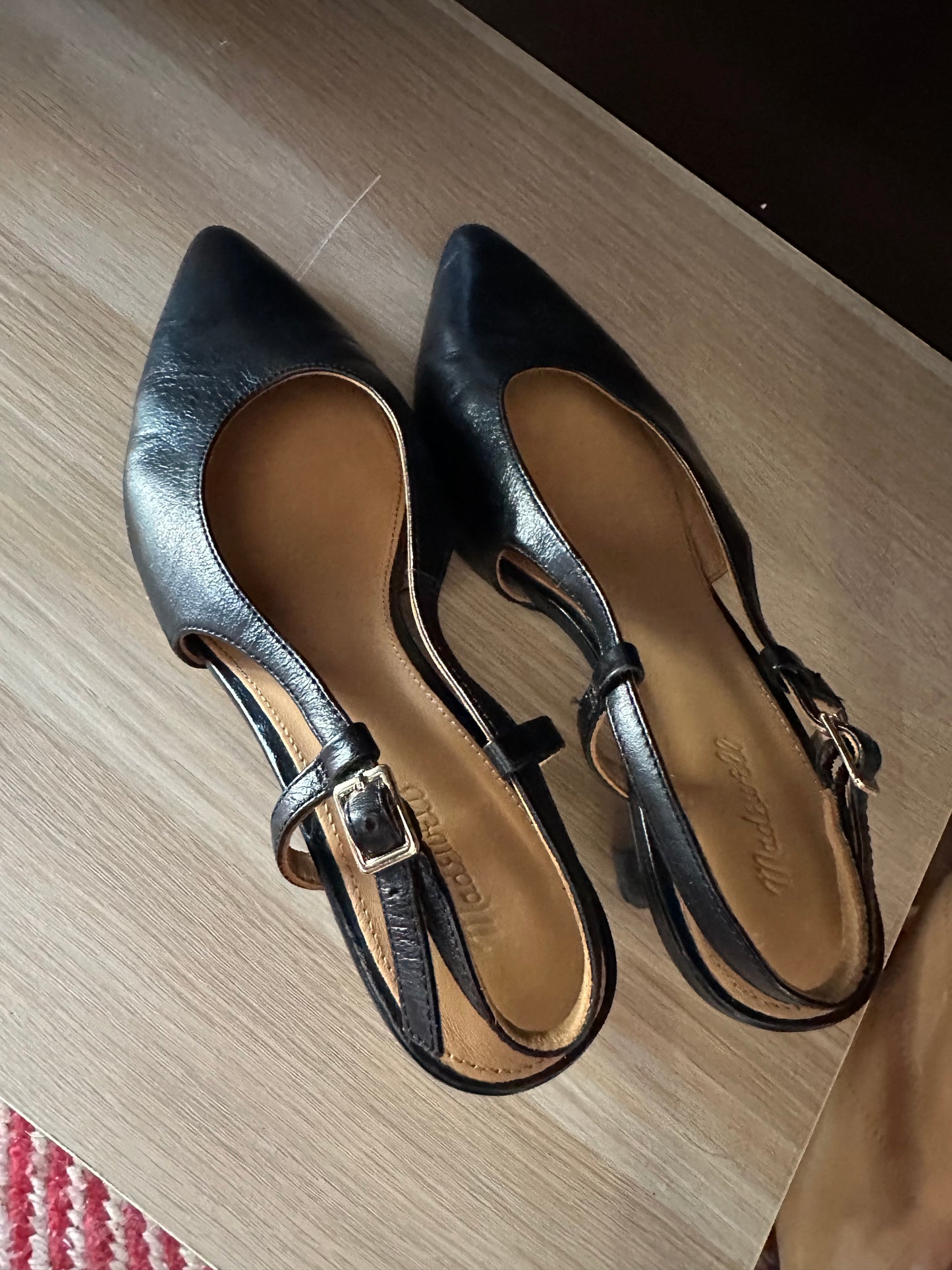 Madwell | Black Leather Kitten Heels