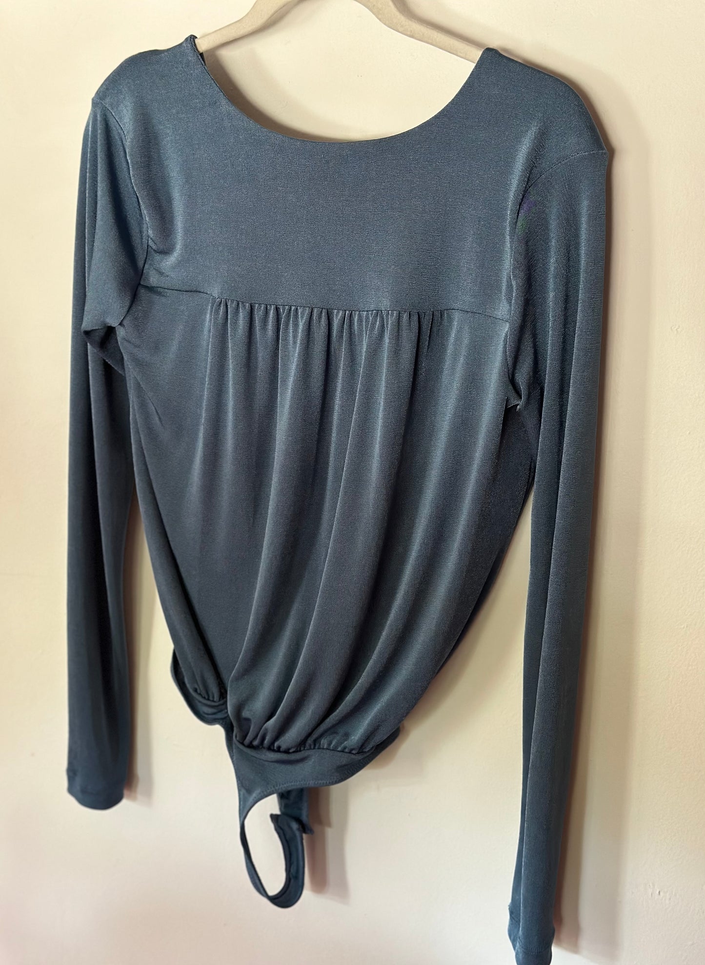 Free People | Light Blue Long Sleeve Shimmery Bodysuit