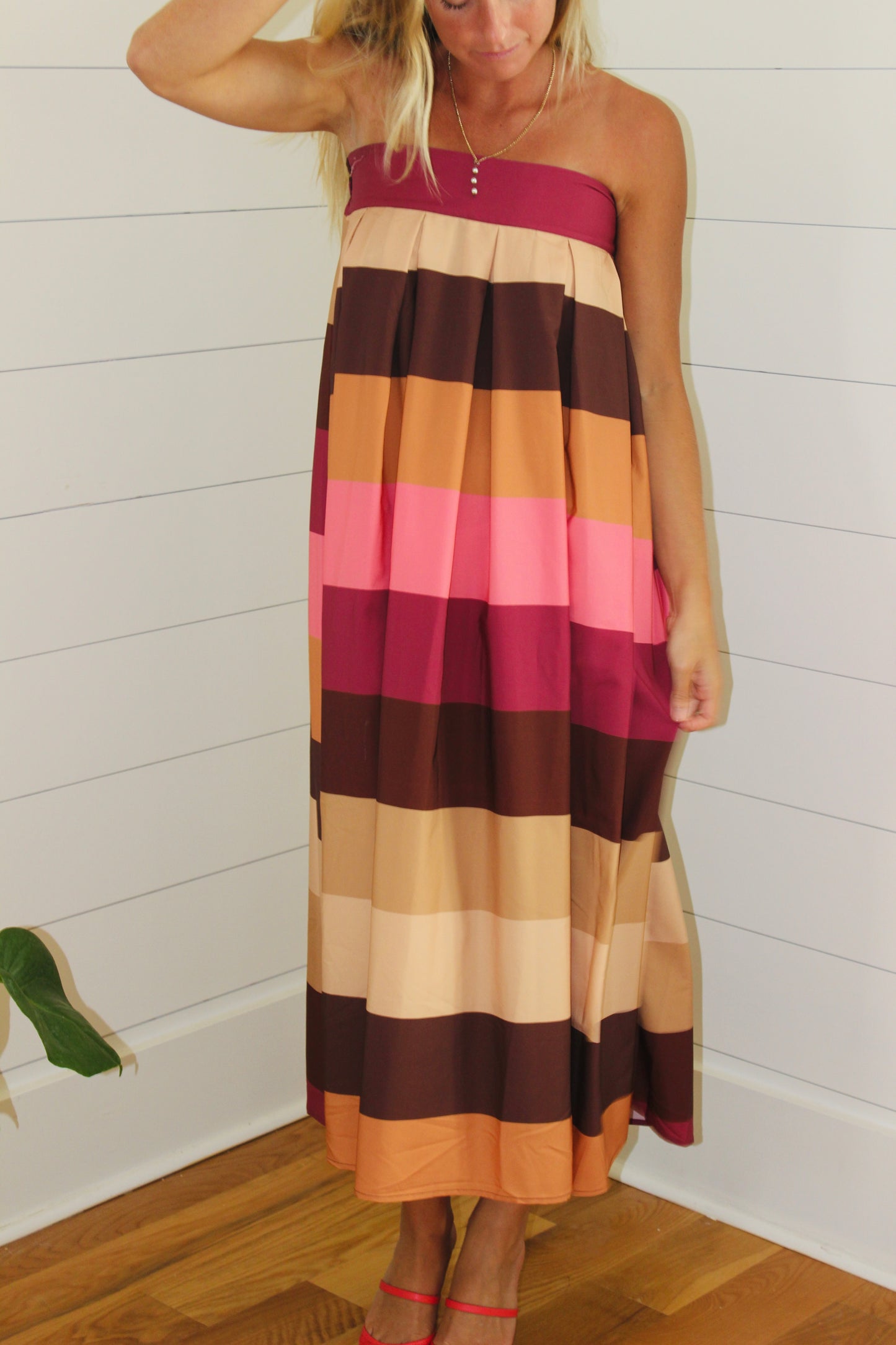 Everbloom Atelier | Striped Color Block Maxi Skirt, M