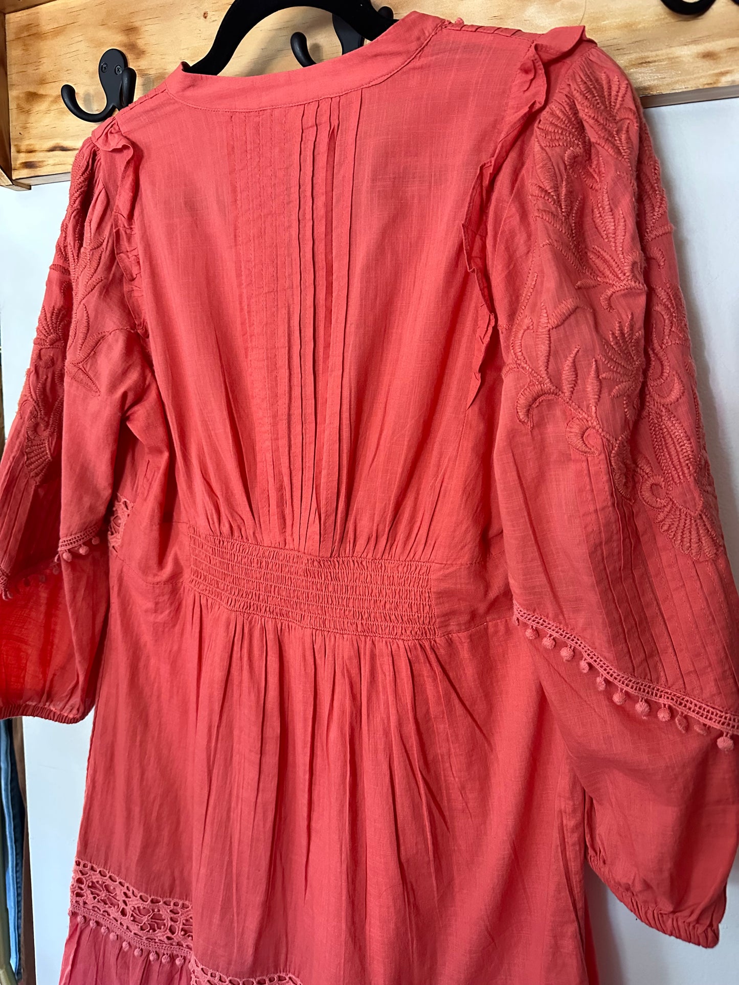 Akemi + Kin | Orange Floral Embroidered Dress, M