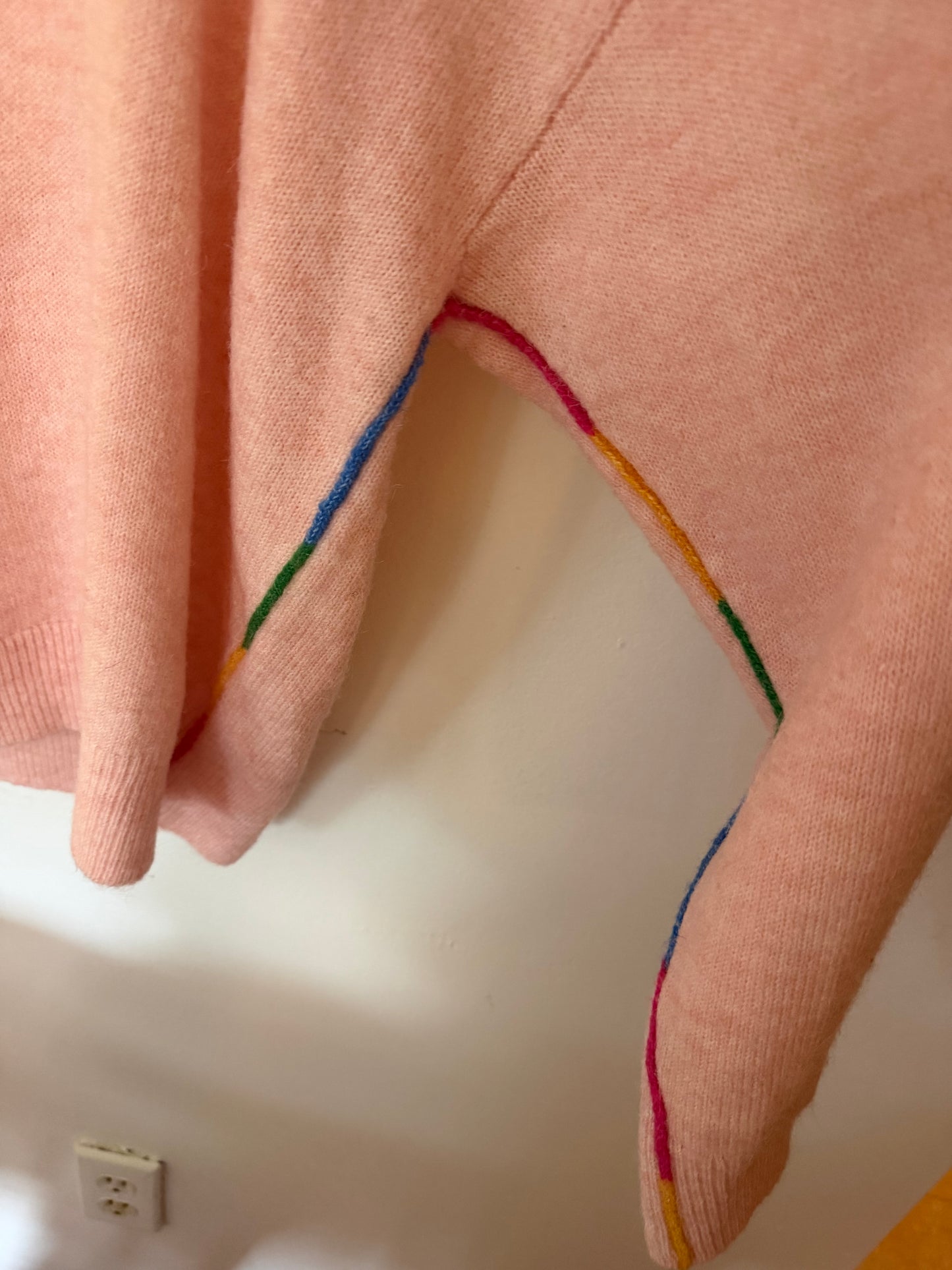 Sundry | Pink Colorful Trim Sweater, 1