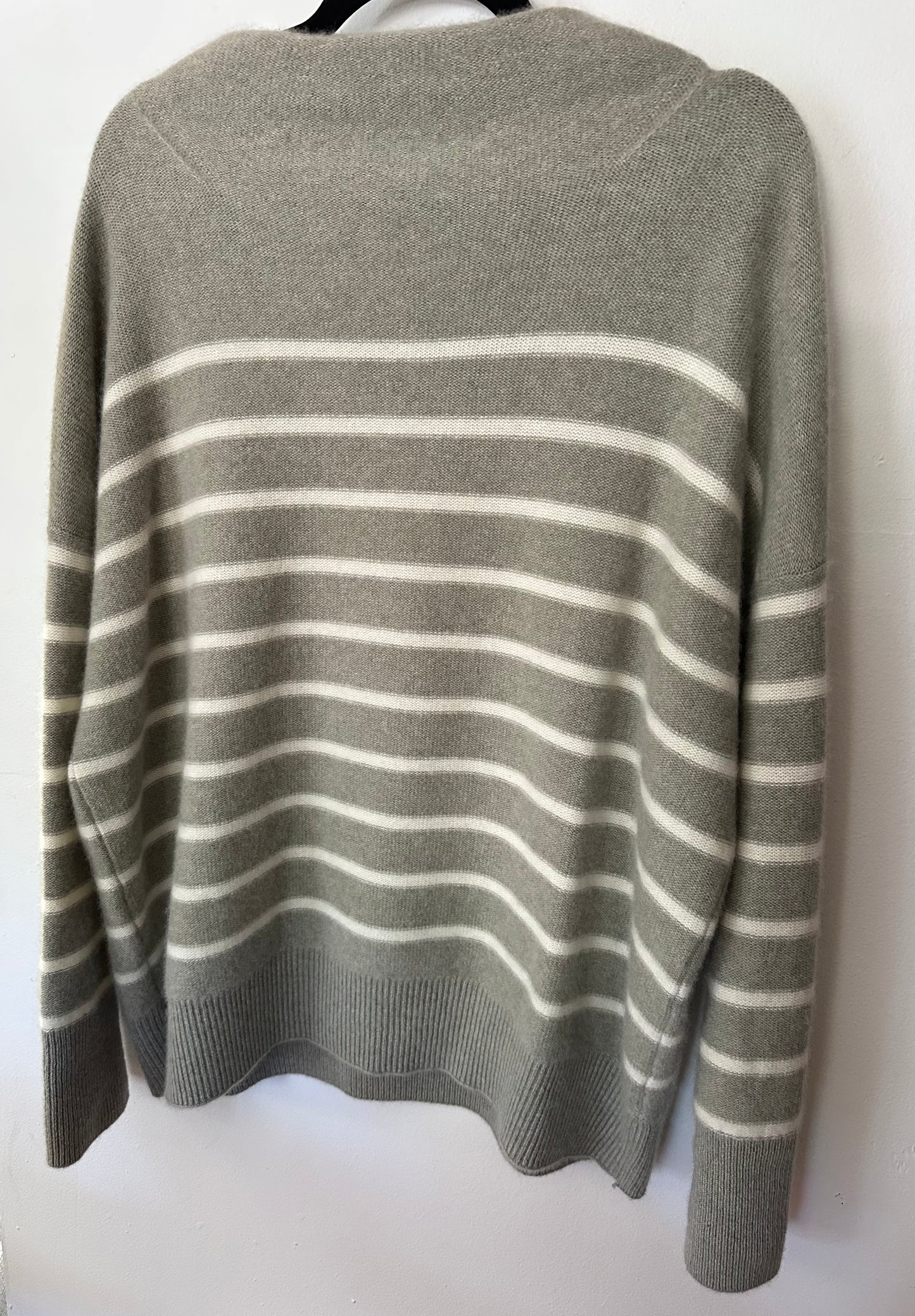 Vince. | Breton Stripe Funnel Neck Cashmere Sweater In Grey, L