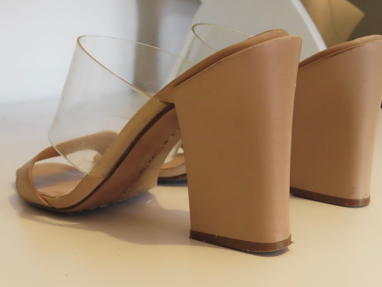 Vince Camuto | Tan & Clear Block Heel