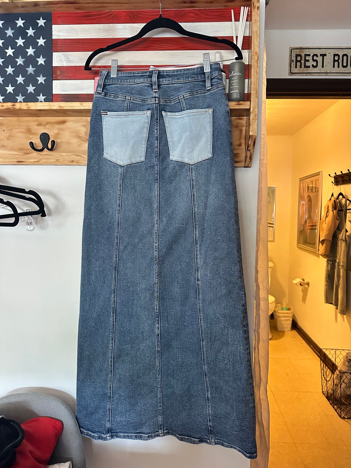 Alice + Olivia | Georgia Two-Tone Denim Maxi Skirt
