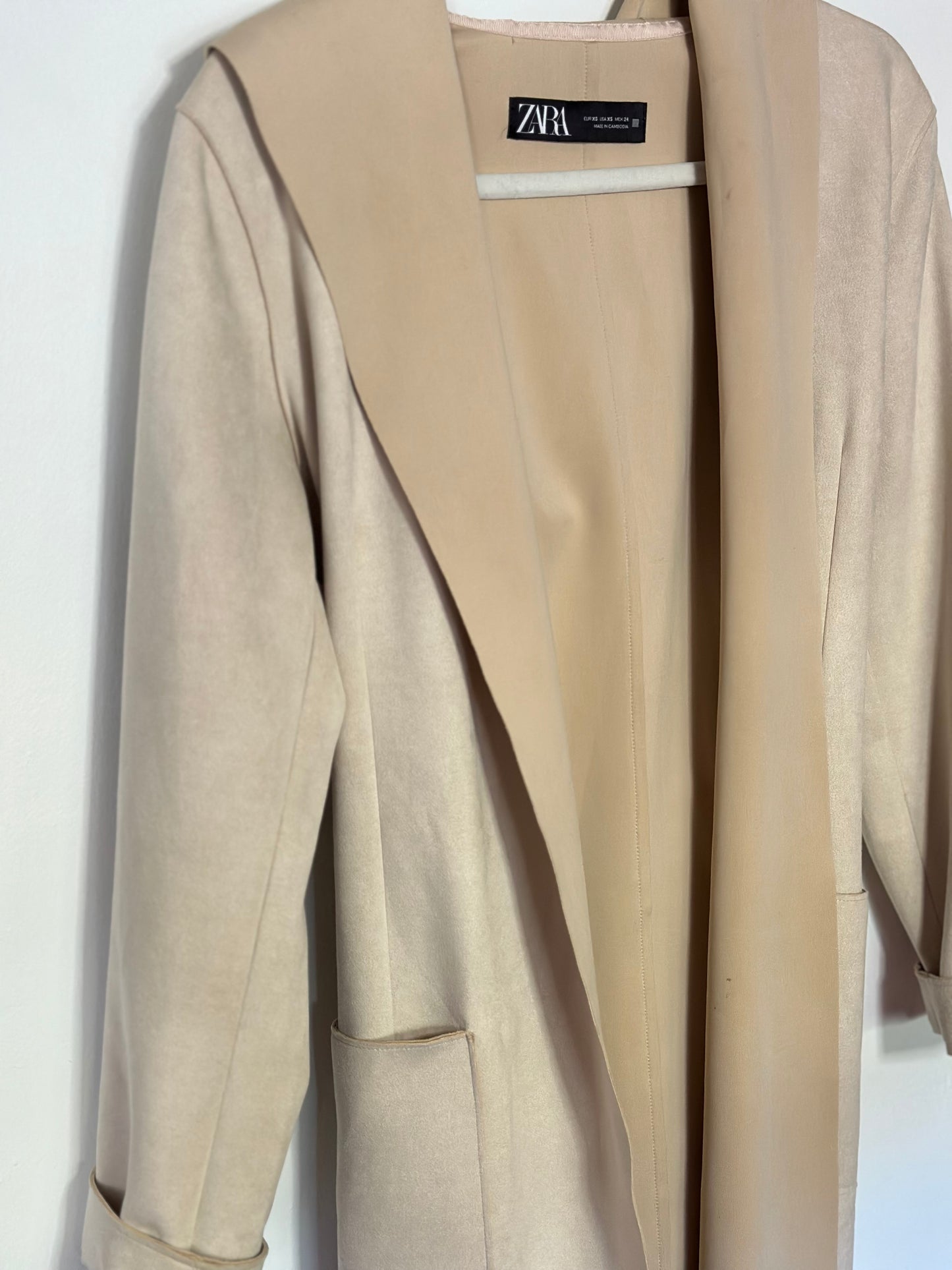 ZARA | Belted Soft Faux Suede Hooded Coat