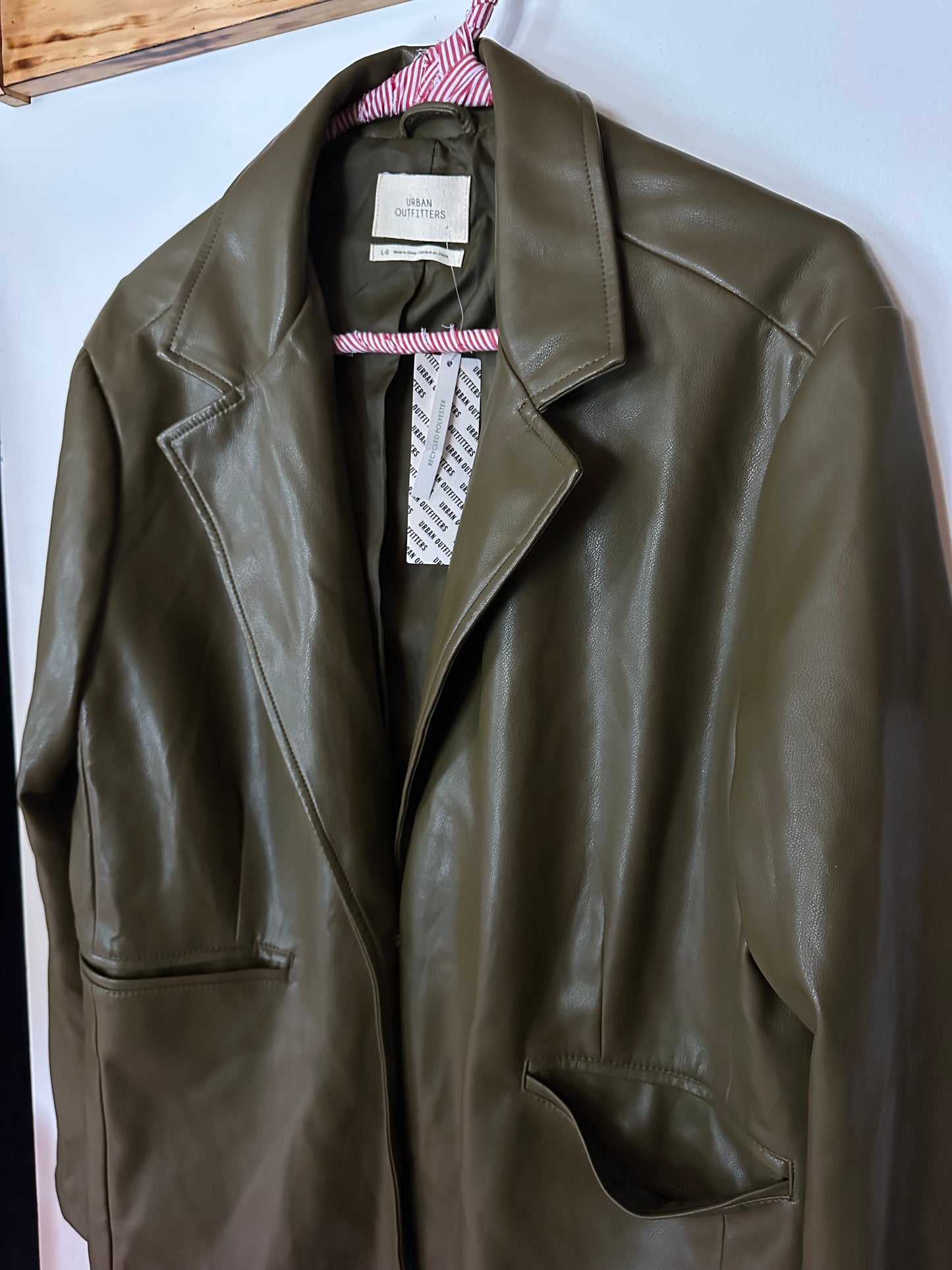 Urban Outfitters | Olive Green Pleather Blazer