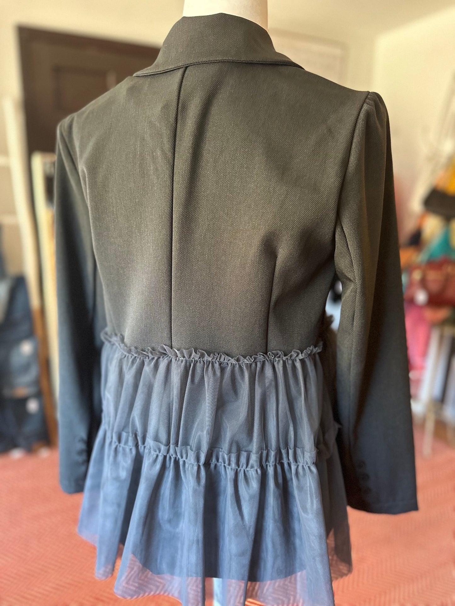 Gray Tulle Blazer, XS/S