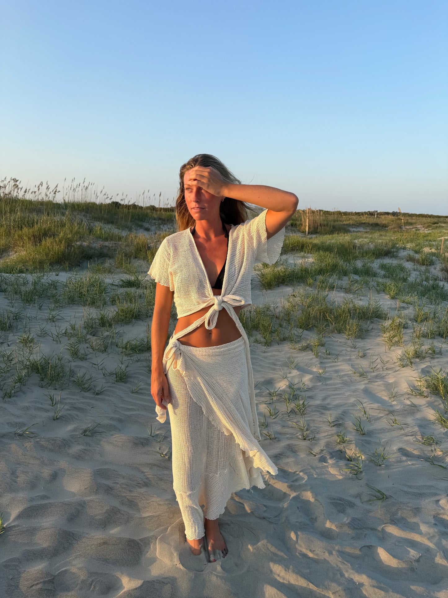 Natural Crochet Wrap Set, OS