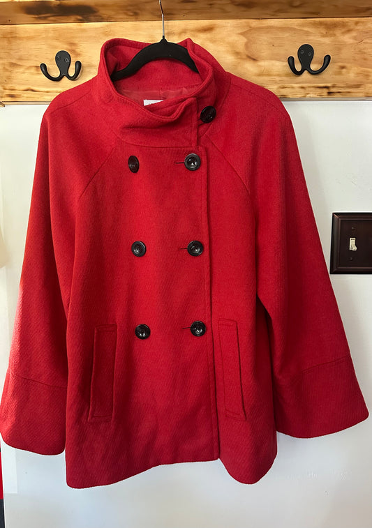 Liz Claiborne | Red Wool Blend Peacoat, L
