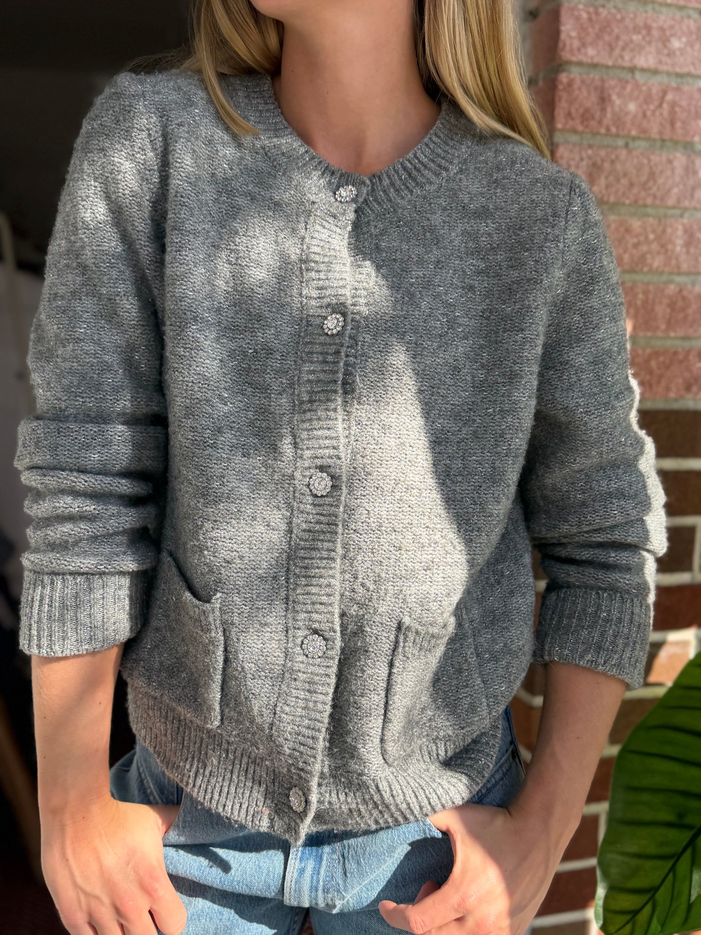 J Crew | Button Down Sparkly Sweater, L