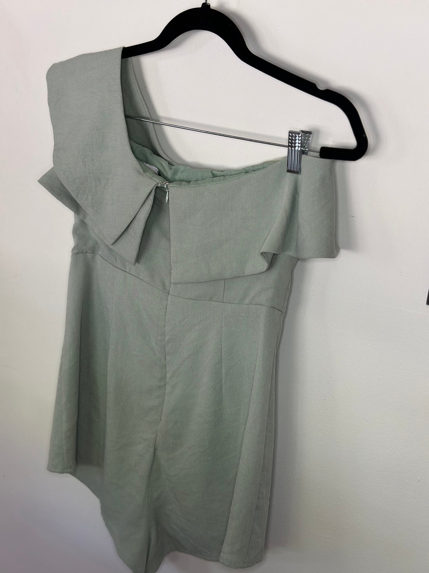 Lulus | Butterfly Effect Sage Green One-Shoulder Romper