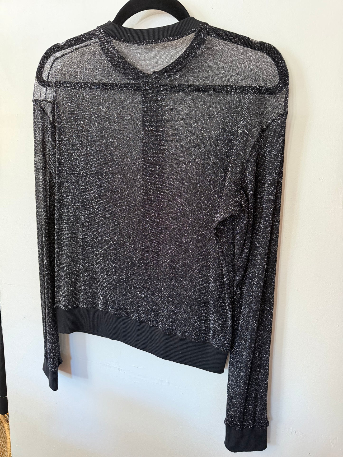 Amplexo | Black Shimmer Sheer Jacket, S/M