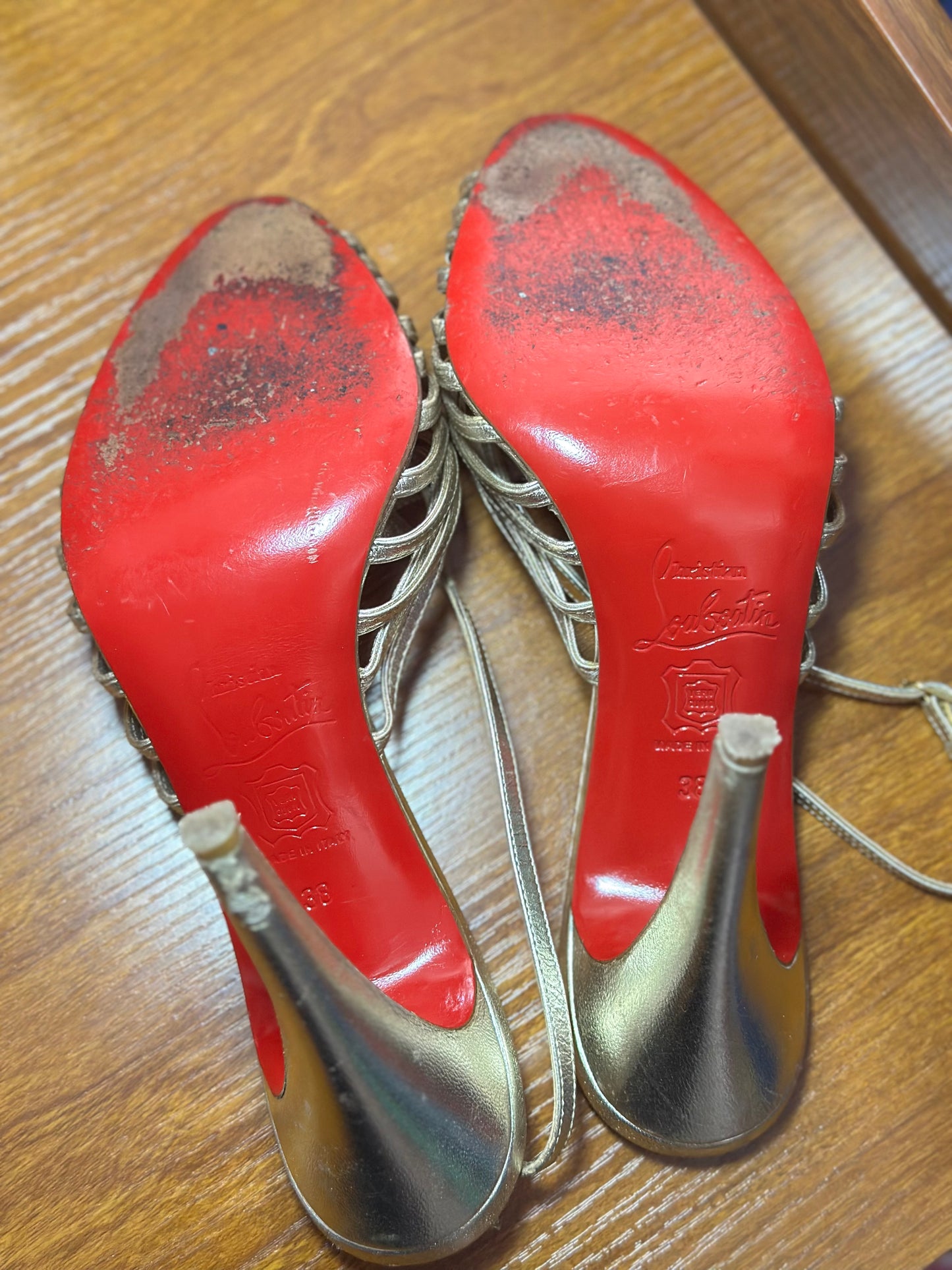 Chrisitan Louboutin | Strappy Light Gold Heels