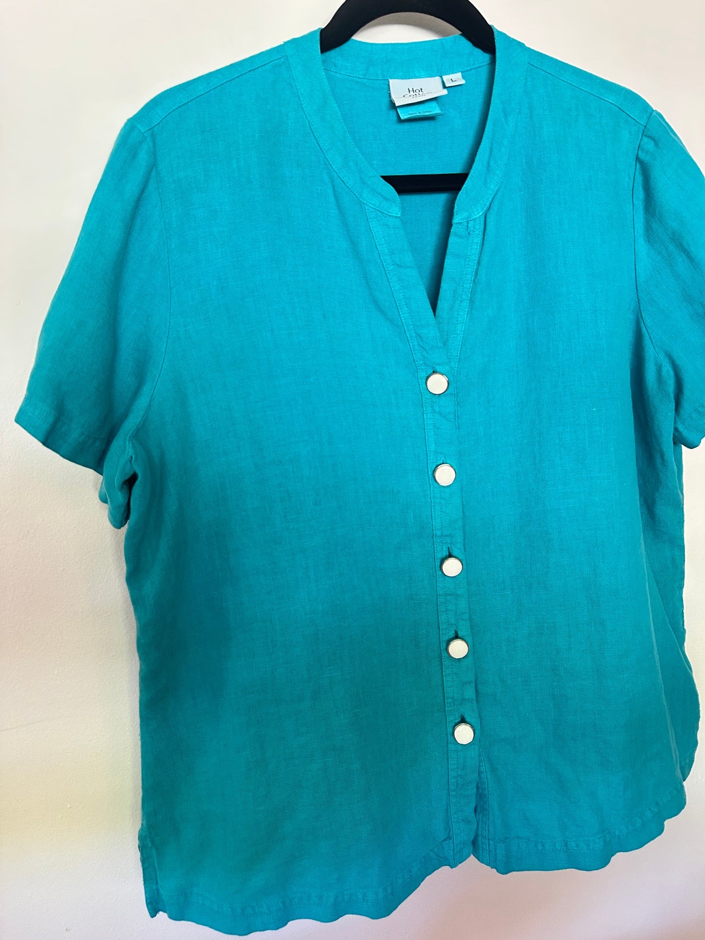 Hot Cotton | Aqua Linen Button Down