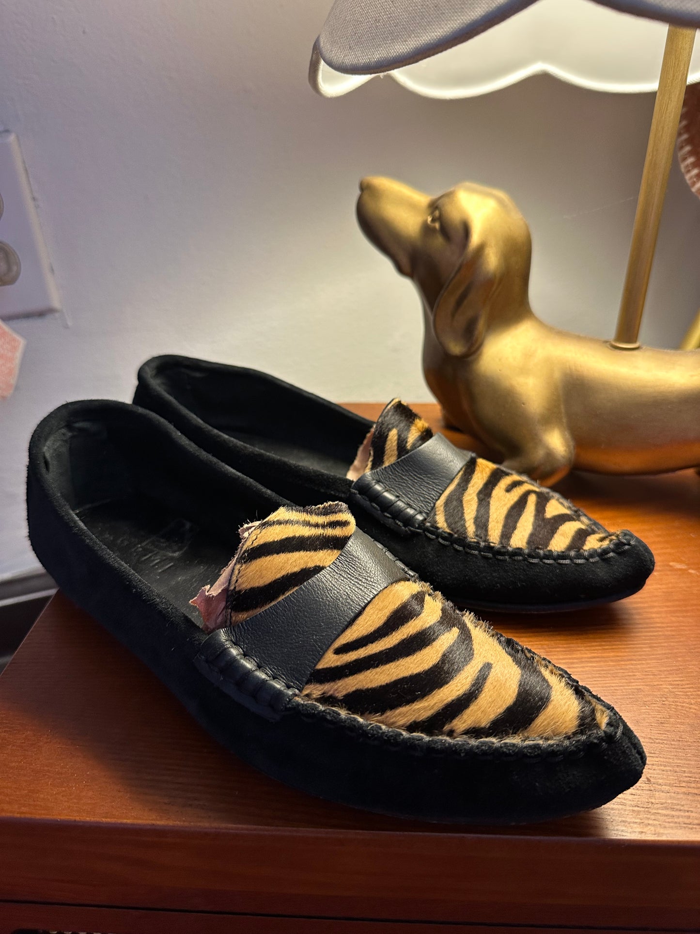 M. Gemi | Tiger Print Pony Hair Flat Loafers, 8.5/9