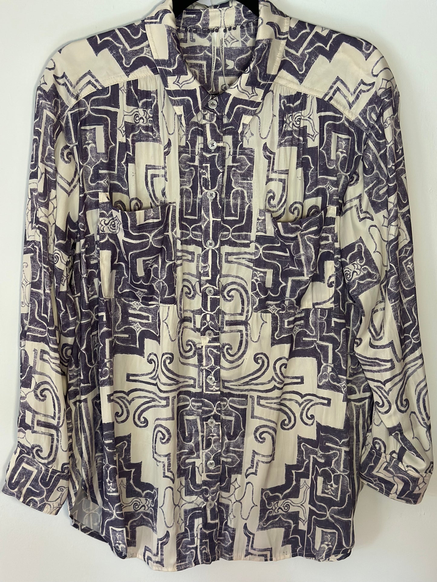 Anthropologie | Purple & White Abstract Long Sleeve
