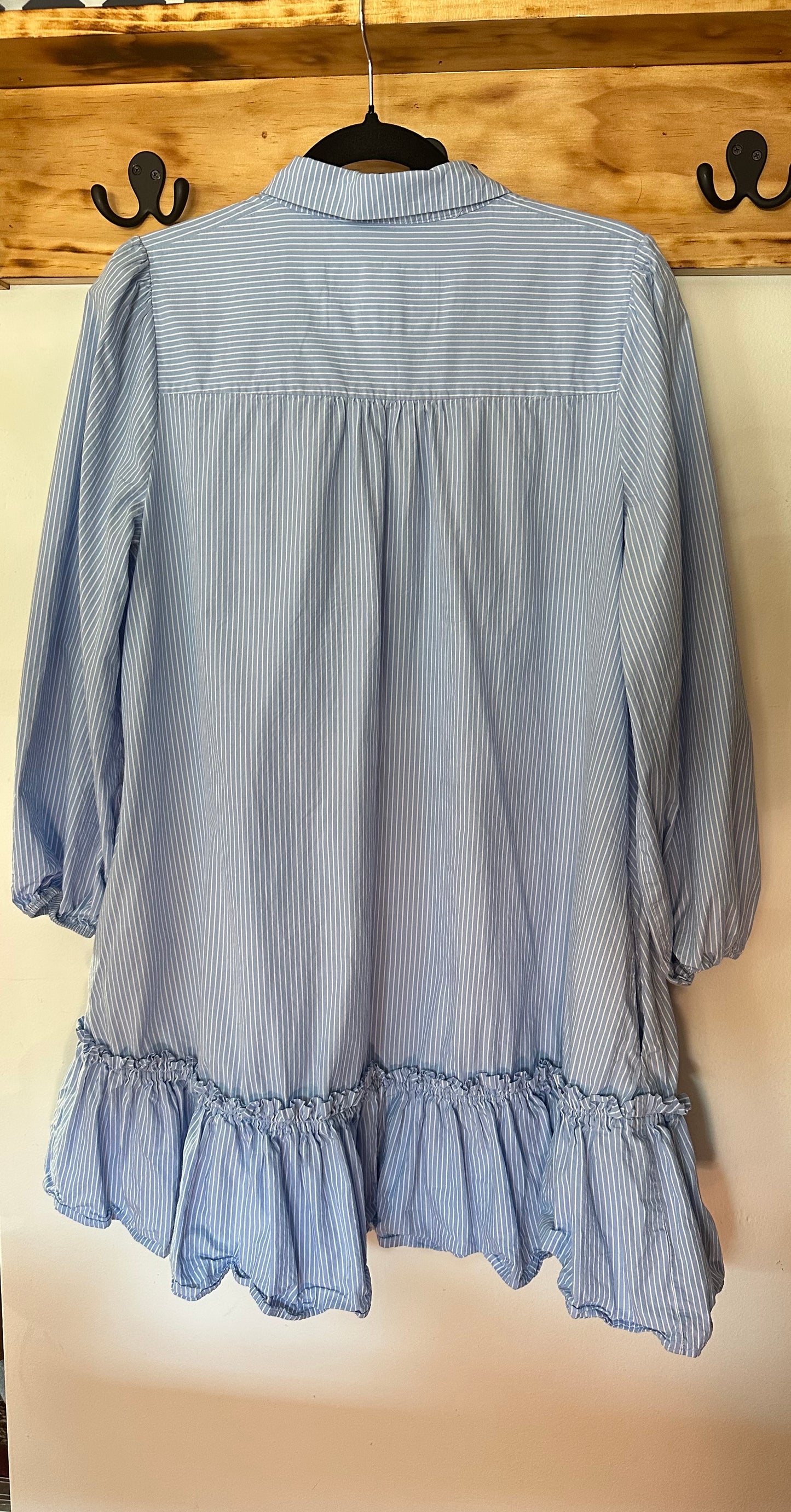 Anthropologie | Light Blue 100% Cotton Striped Dress, M