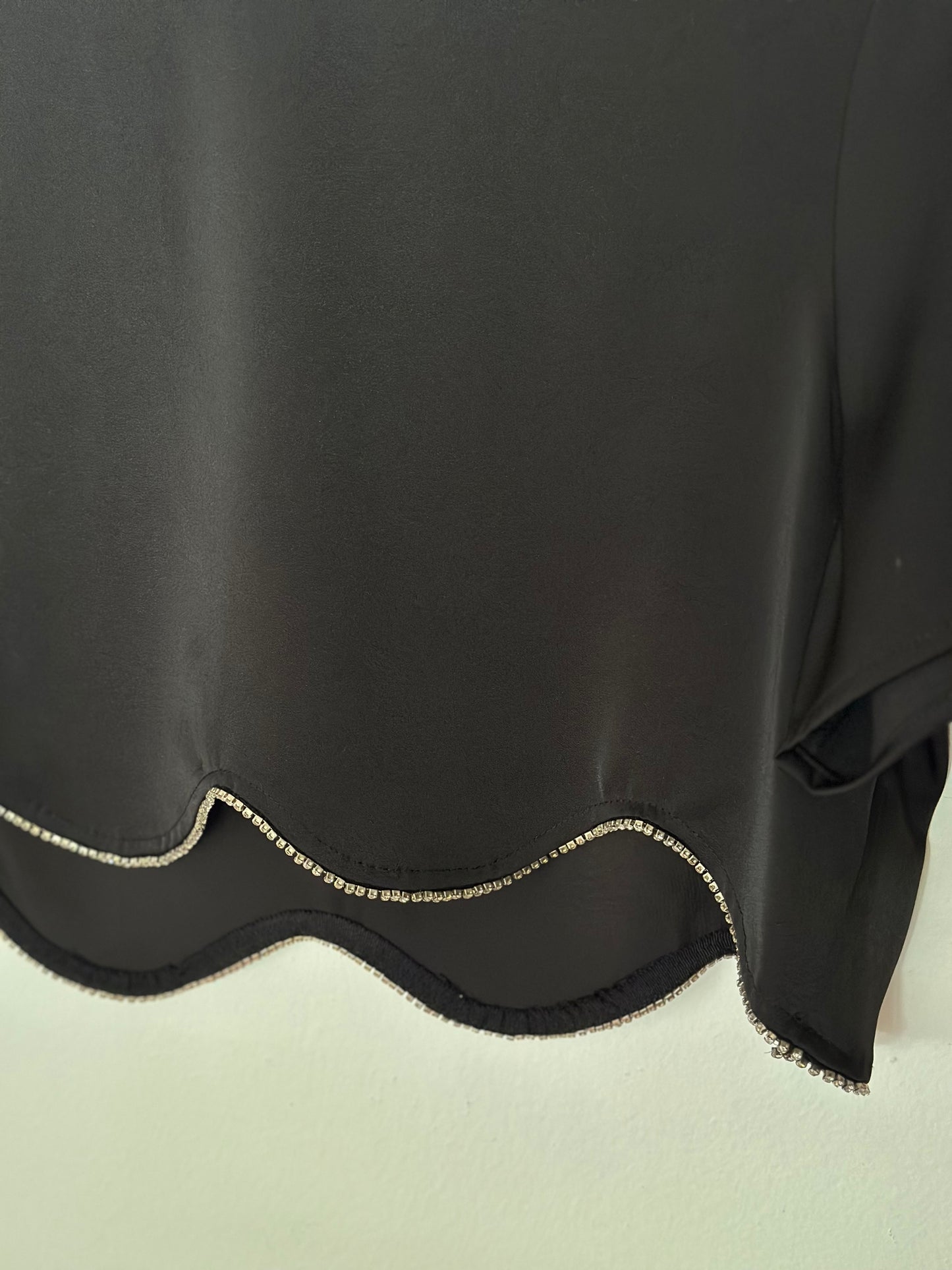 Storia | Black Rhinestone Trim Top