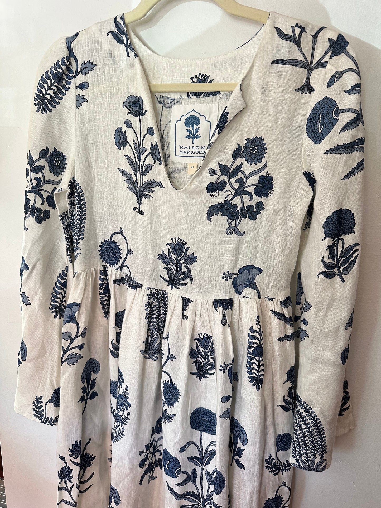 Maison Marigold  | 100% Linen Floral Maxi Dresss, XS