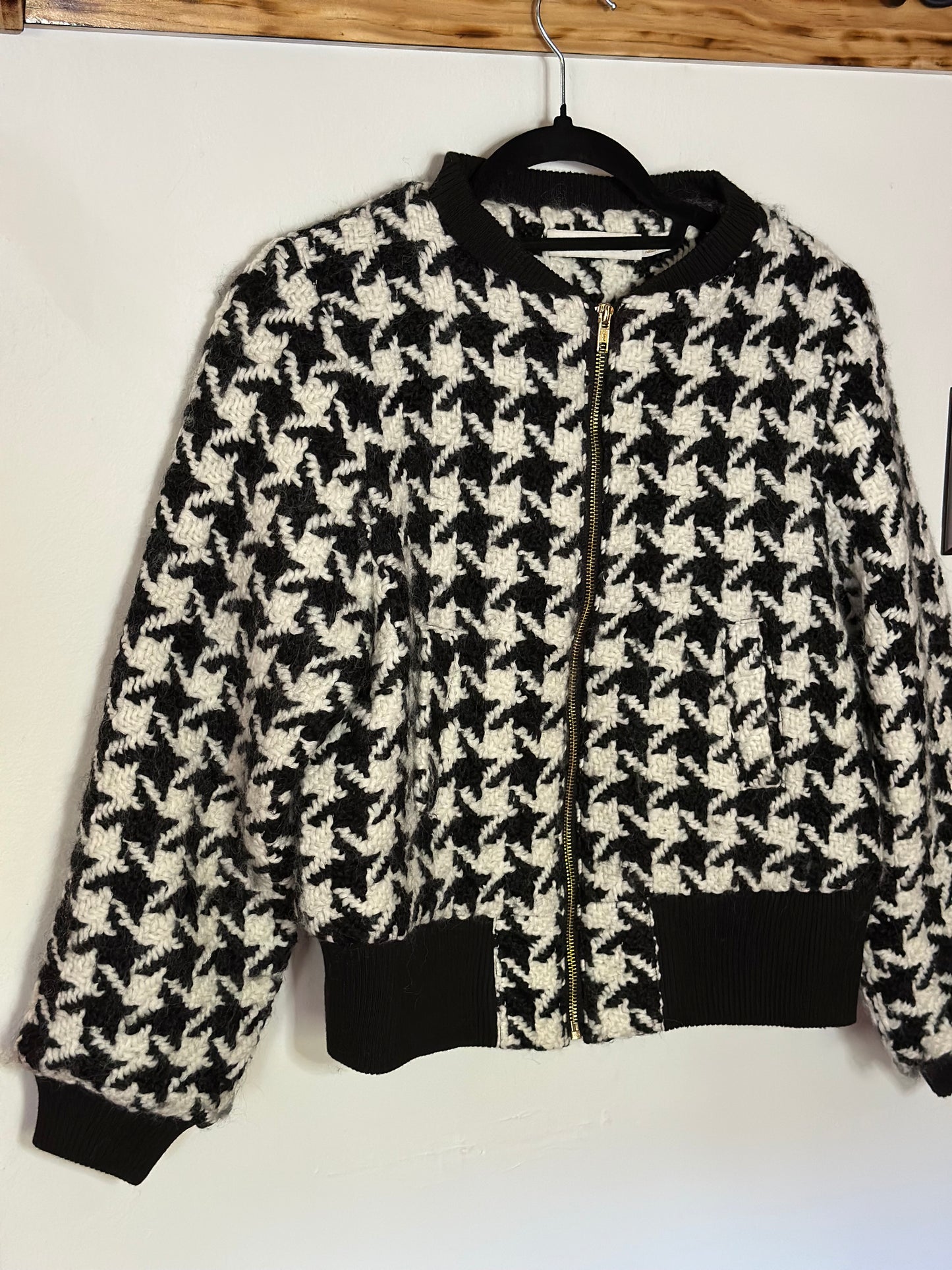 Anthropologie | Bishop + Young Tweed Houndstooth Bomber Jacket