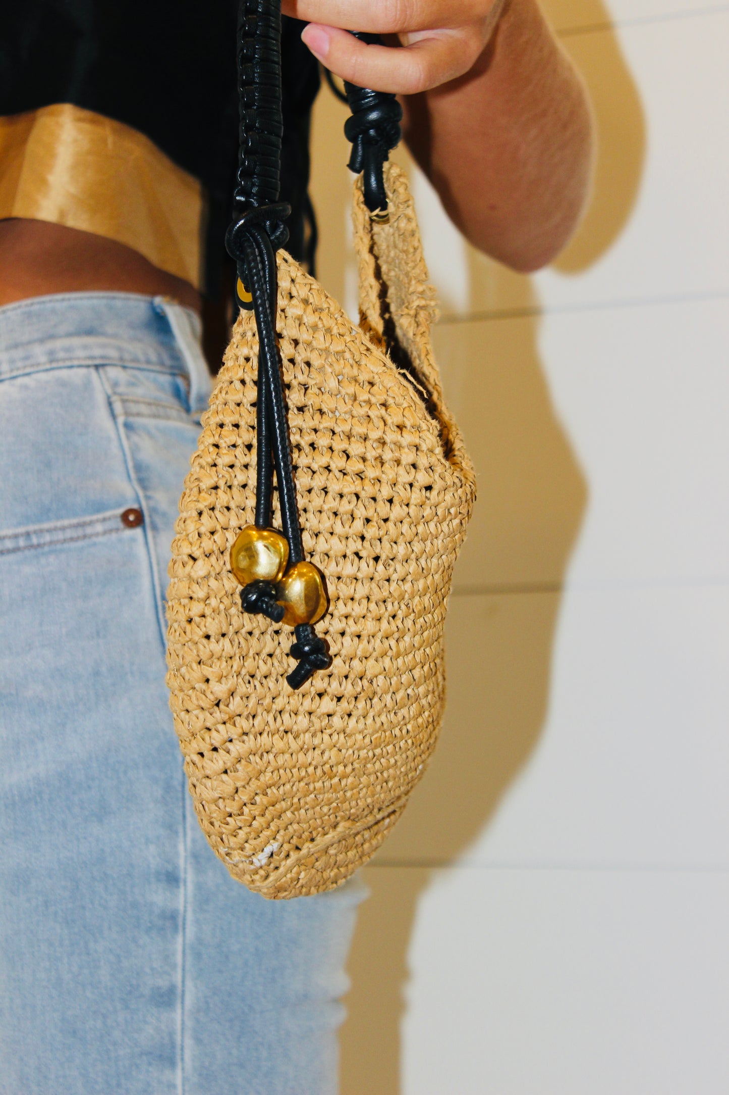 Woven Bead Handle Bag