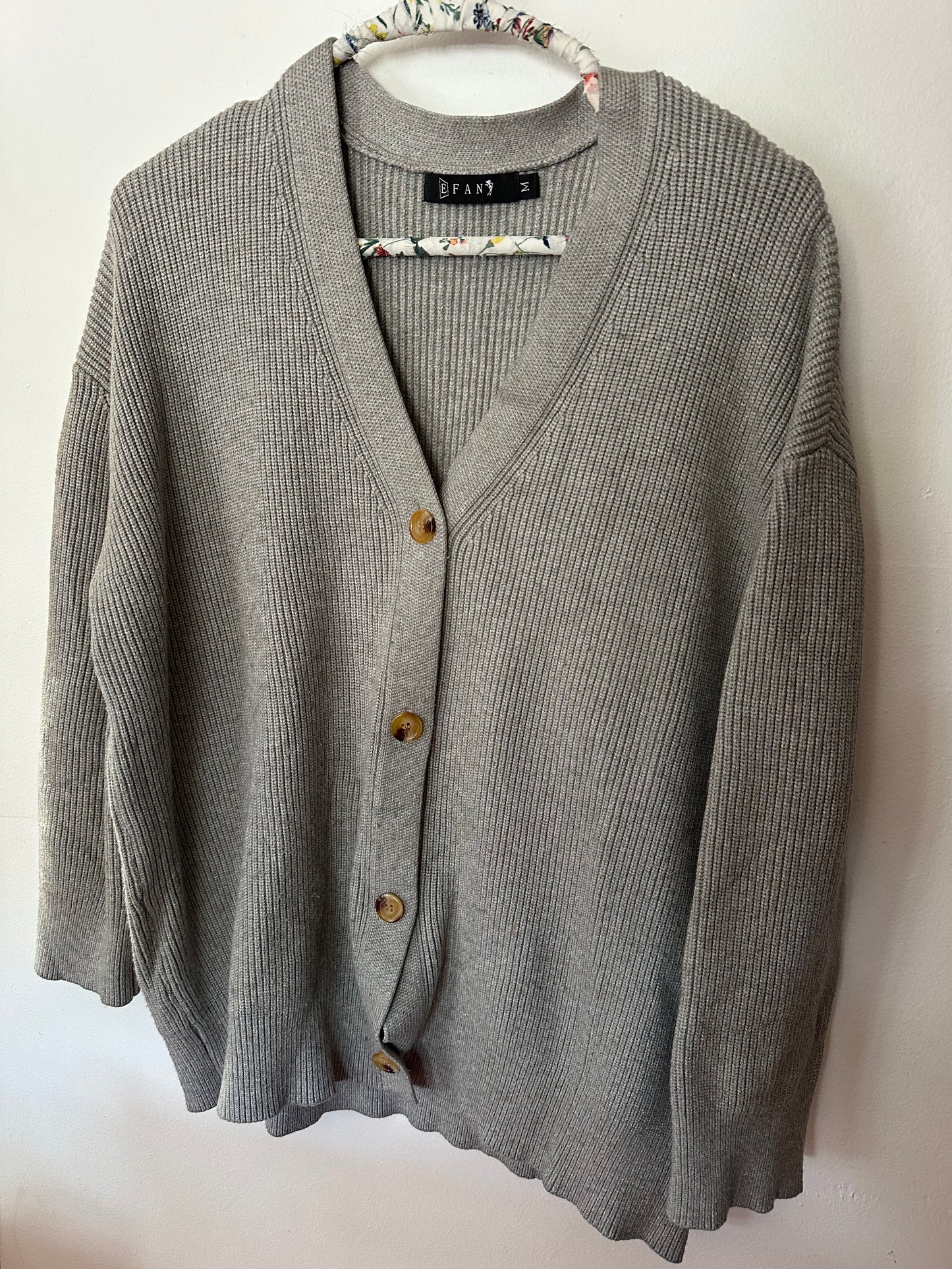 E Fan | Gray Button Down Sweater