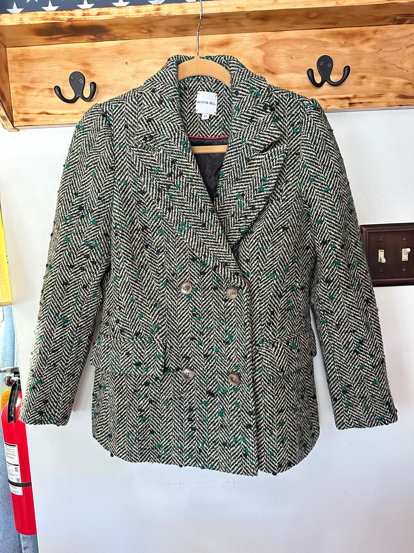 Hunter Bell | Wool Blend Herringbone Half Coat, XS