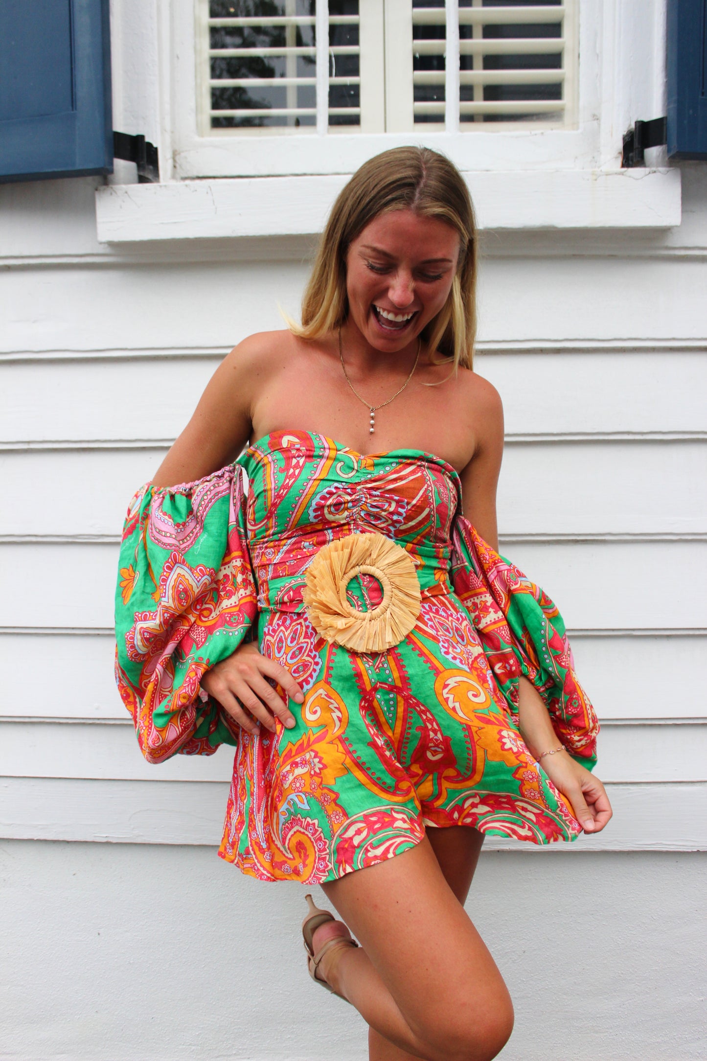 Sundress | Linen Accent Belt Dress, XS/S