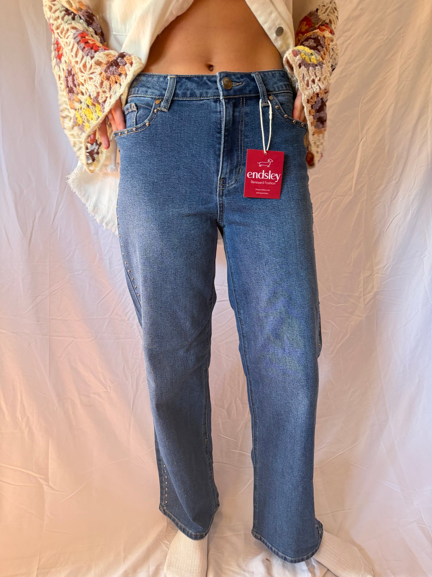 Camila Coelho | Beaded Wide Leg Jeans, 6