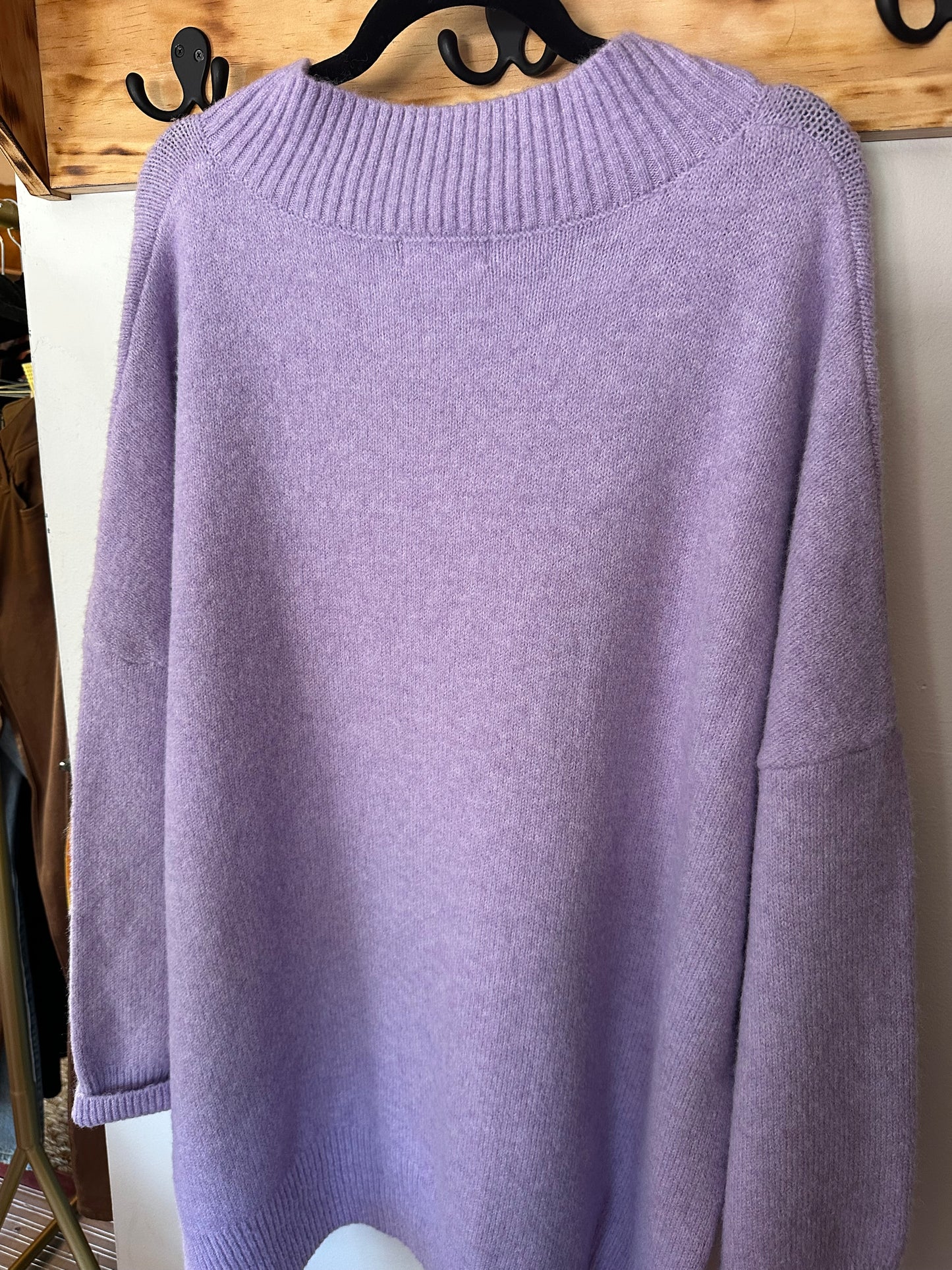 Whiteroom + Cactus Oversized V-Neck Fuzzy Knitdown Sweater, M