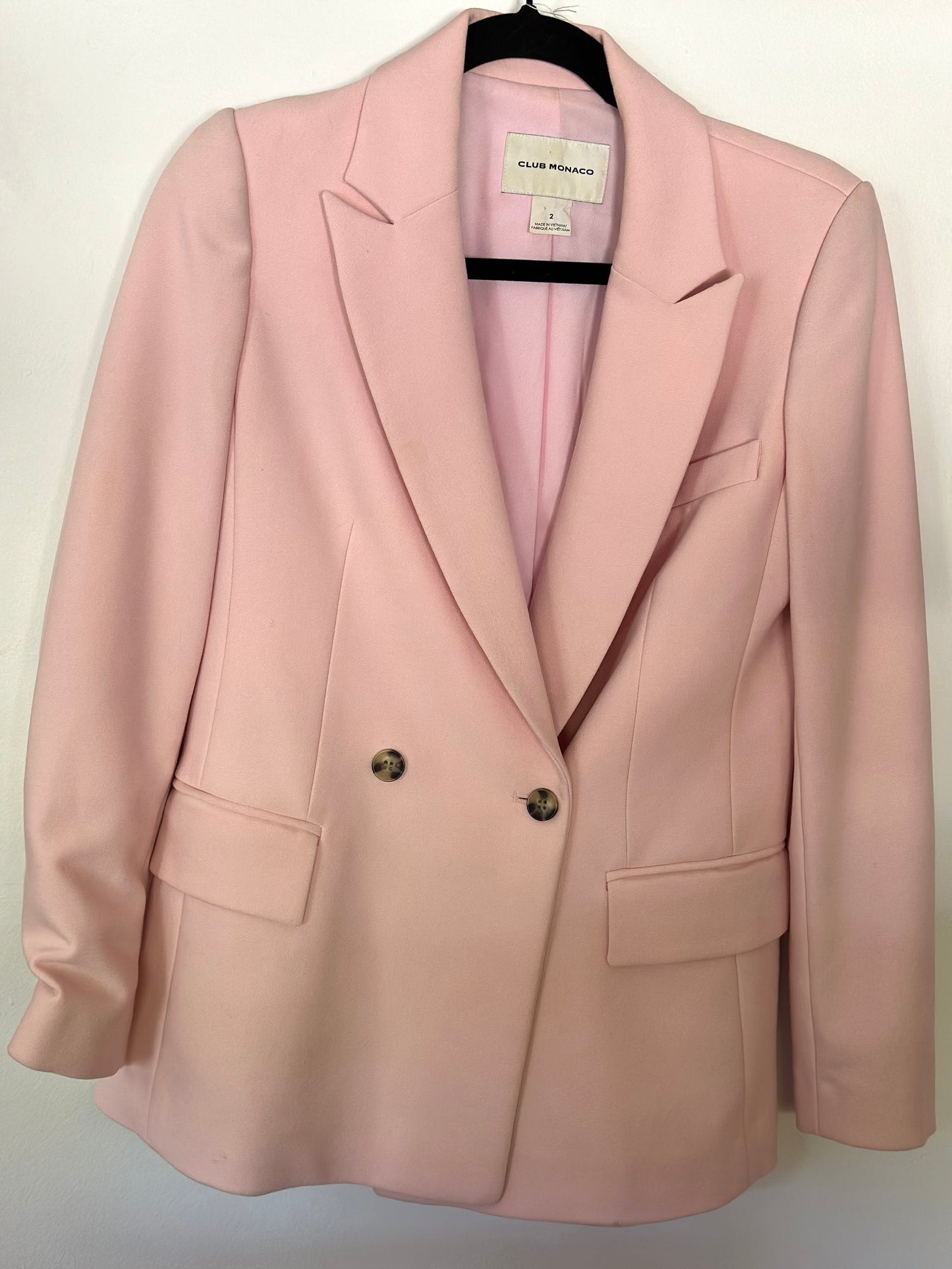 Club Monaco | Pastel Pink Blazer + Skirt Set