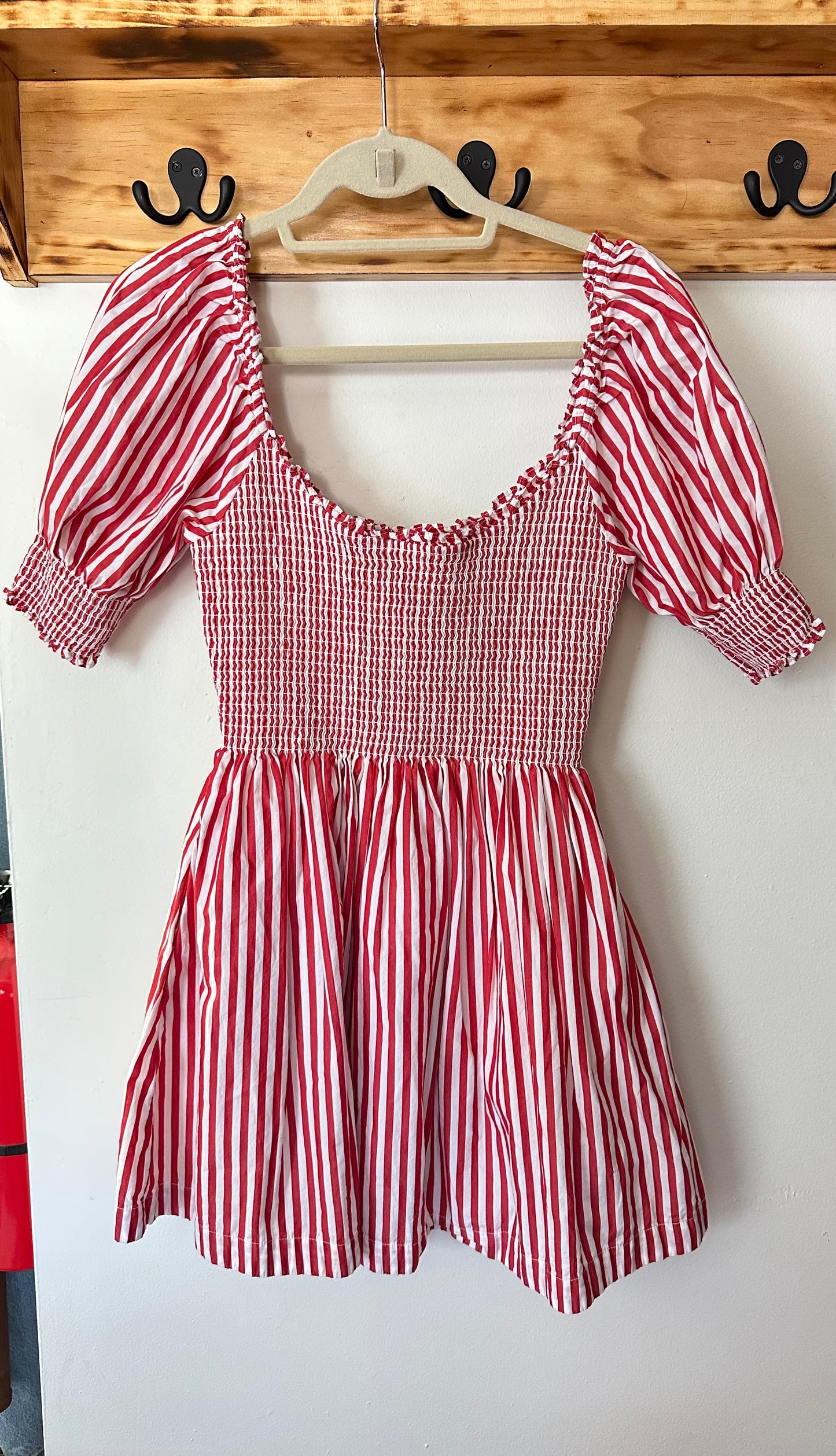 Hill House | Red and White Striped Mini Dress, M