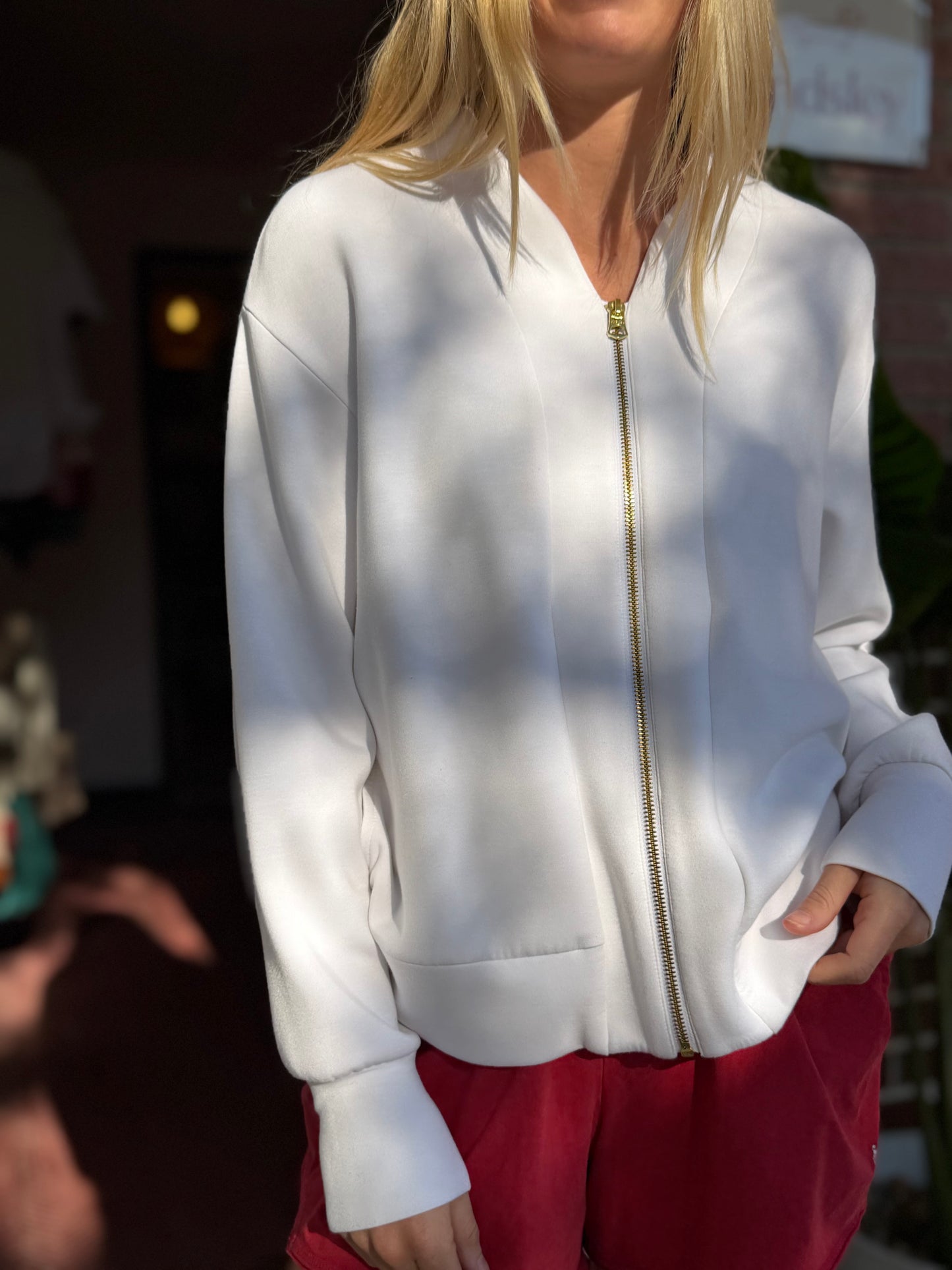 Varley | White DoubleSoft Zip Up, S