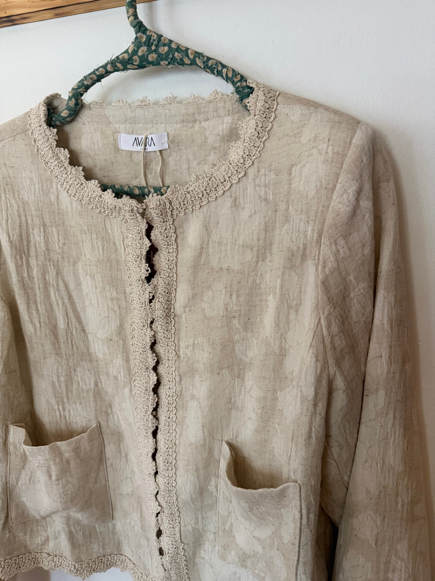 AVARA | Tan Linen Cotton Blend Jacket, L