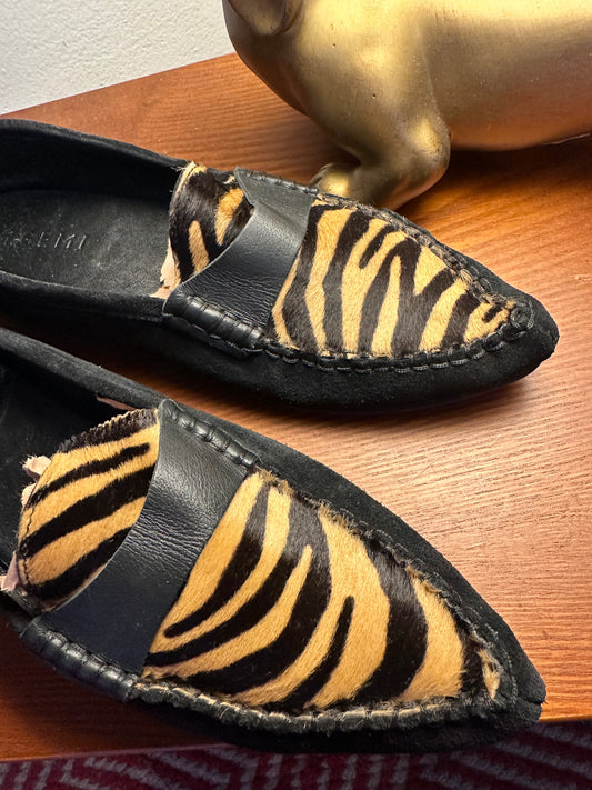 M. Gemi | Tiger Print Pony Hair Flat Loafers, 8.5/9