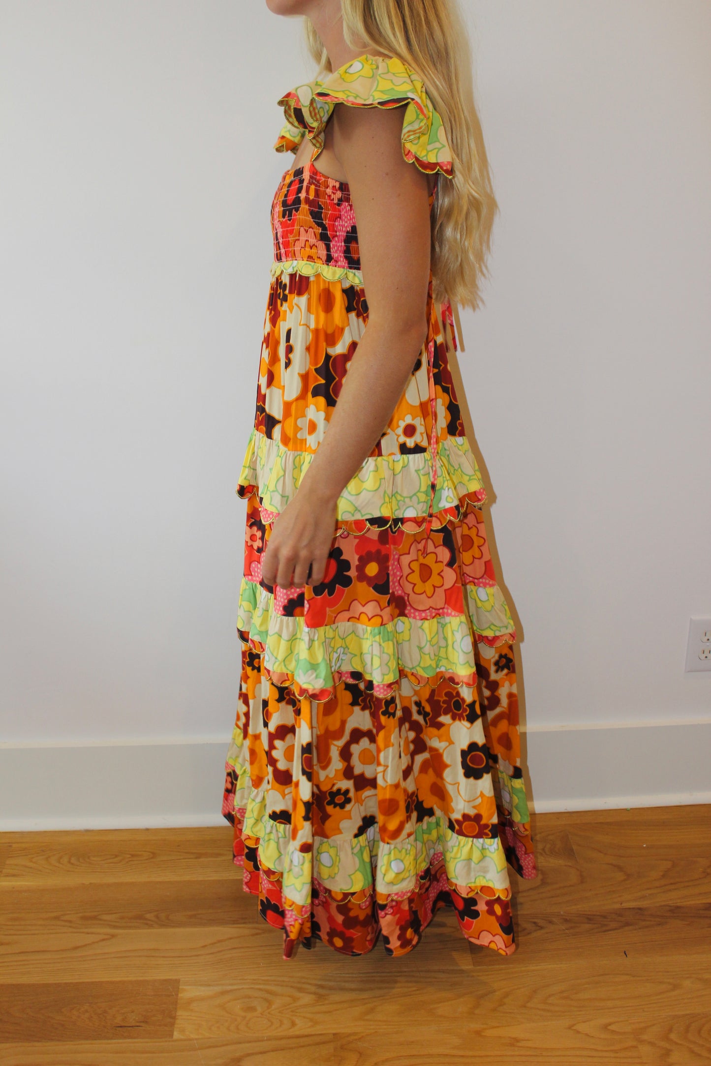Celia B | Scalloped Sleeveless Maxi Dress, M