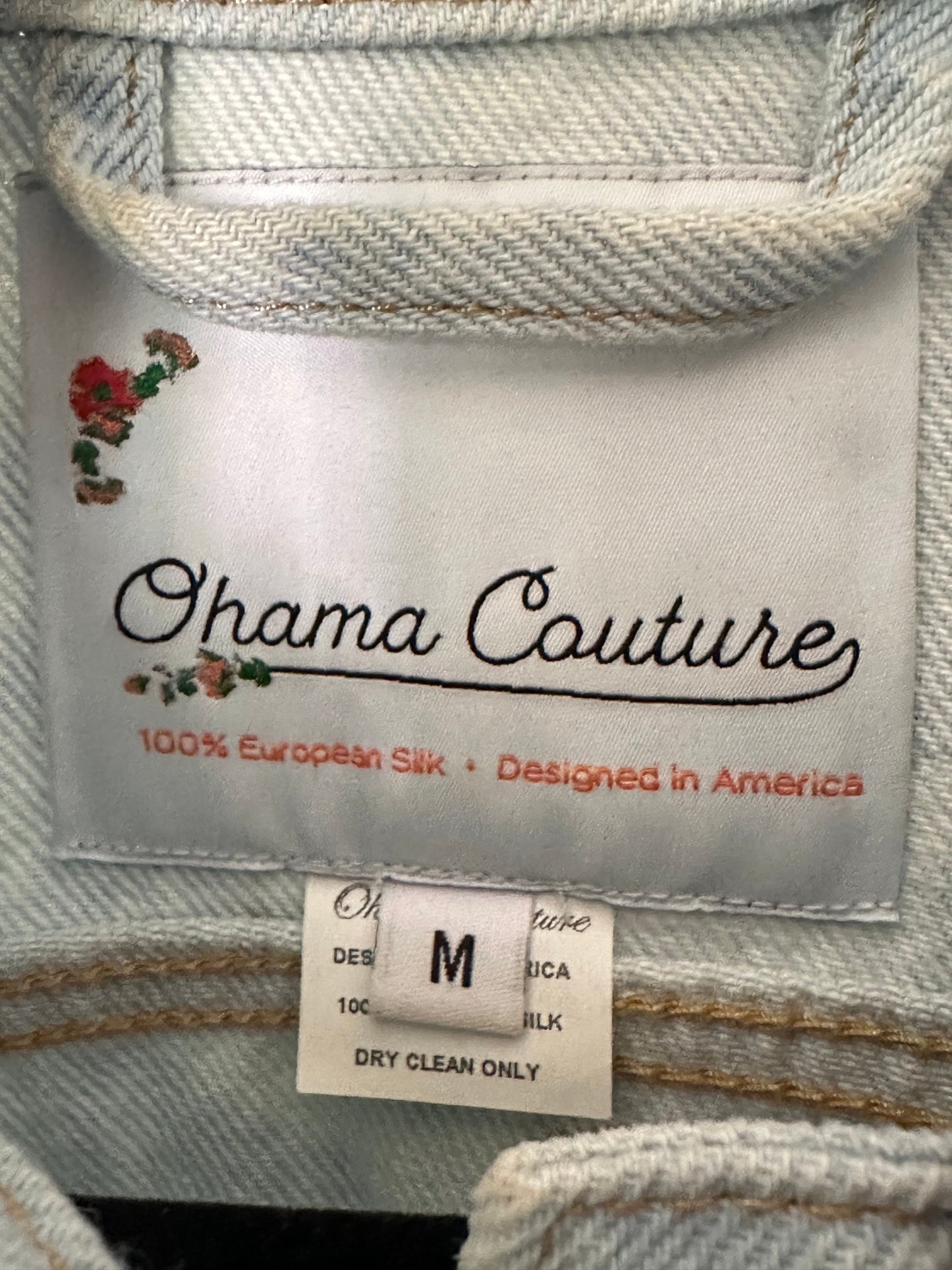 Ohama Couture | 1970's Gucci Floral lSilk Denim Jacket, M